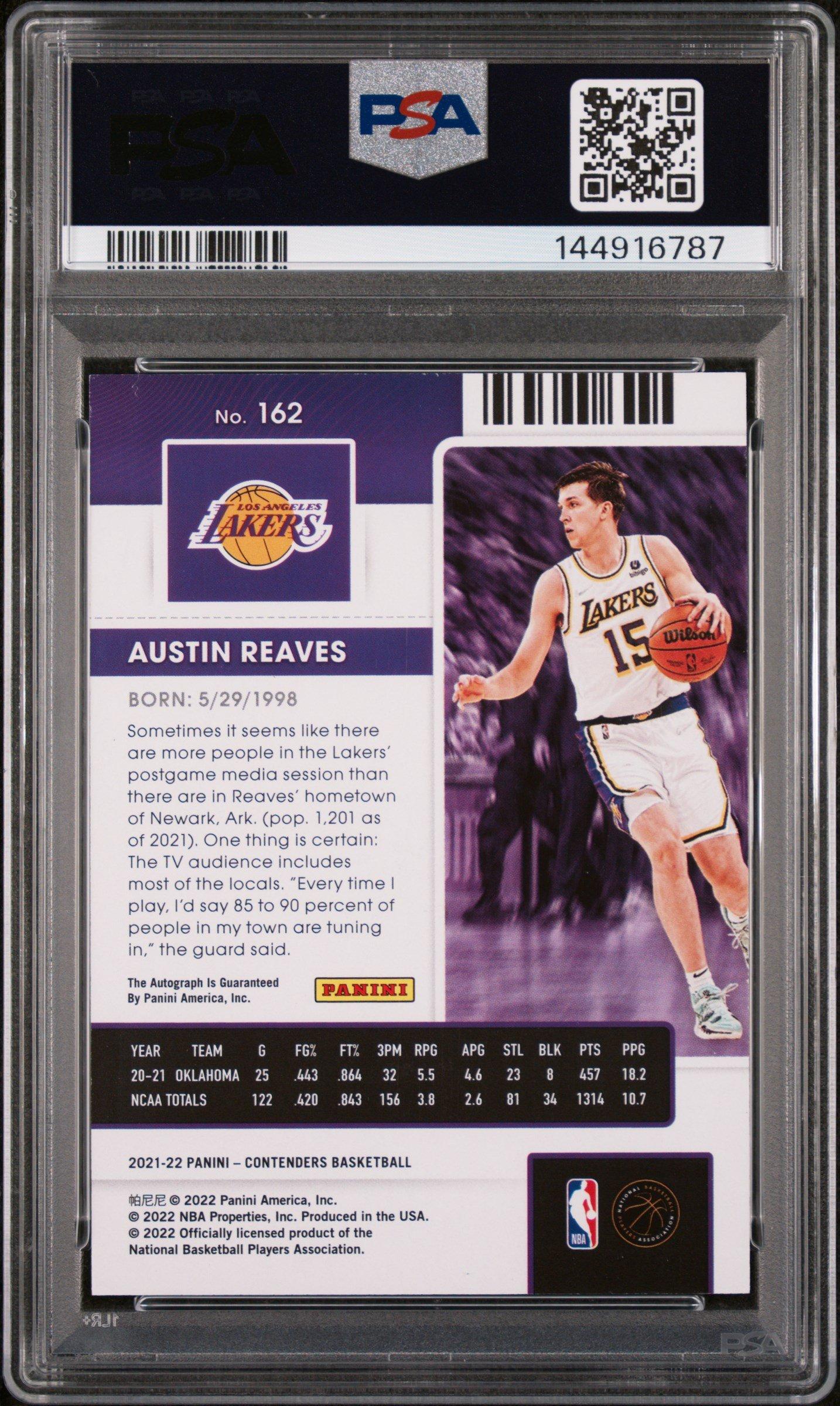2021 Panini Contenders 162 Austin Reaves Autograph PSA 8