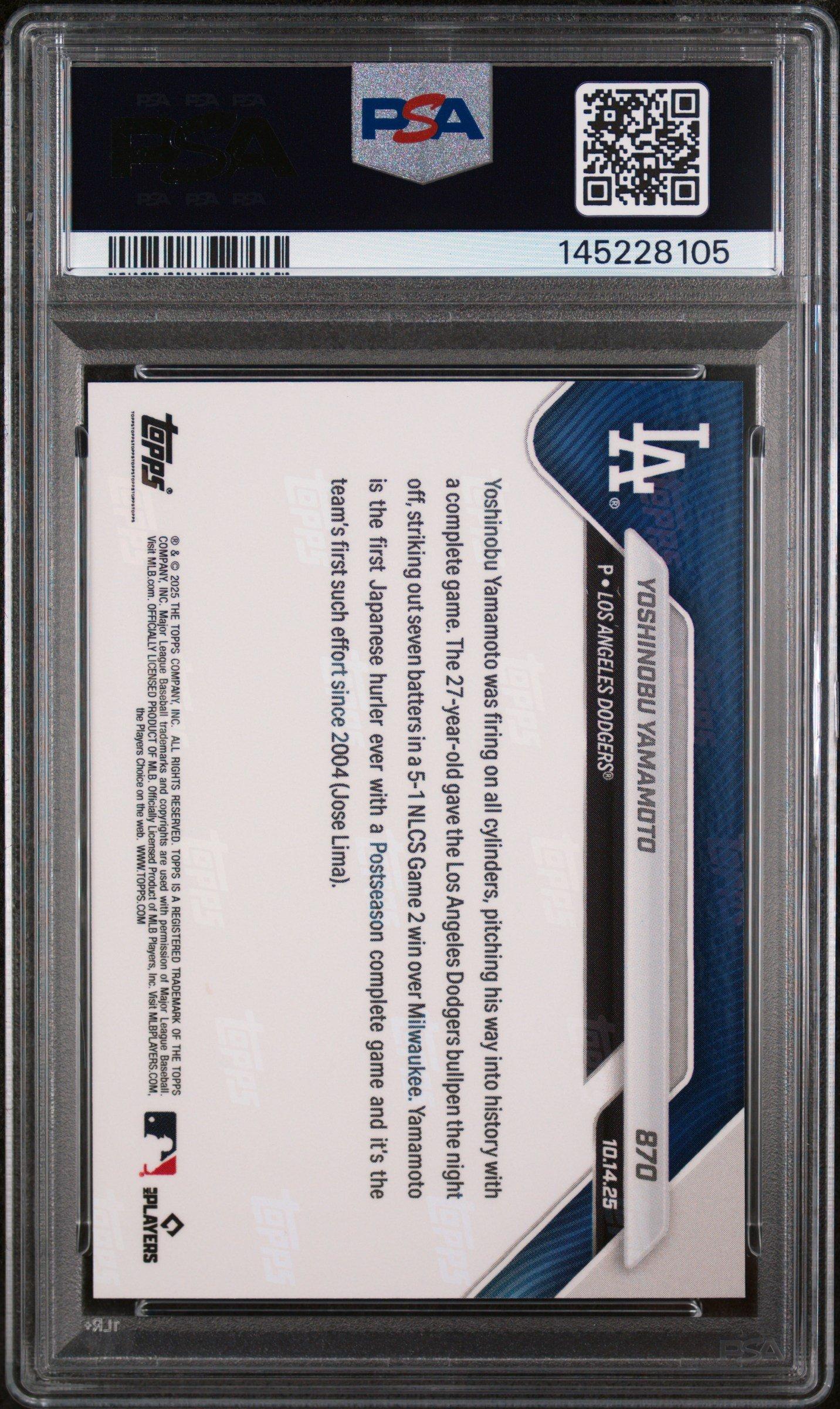 2025 Topps Now 870 Yoshinobu Yamamoto PSA 10