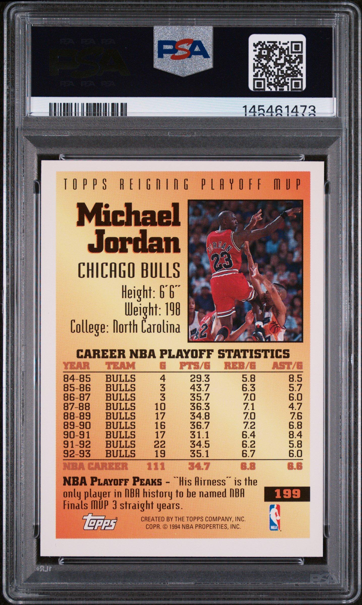 1993 Topps Gold 199 Michael Jordan PSA 8