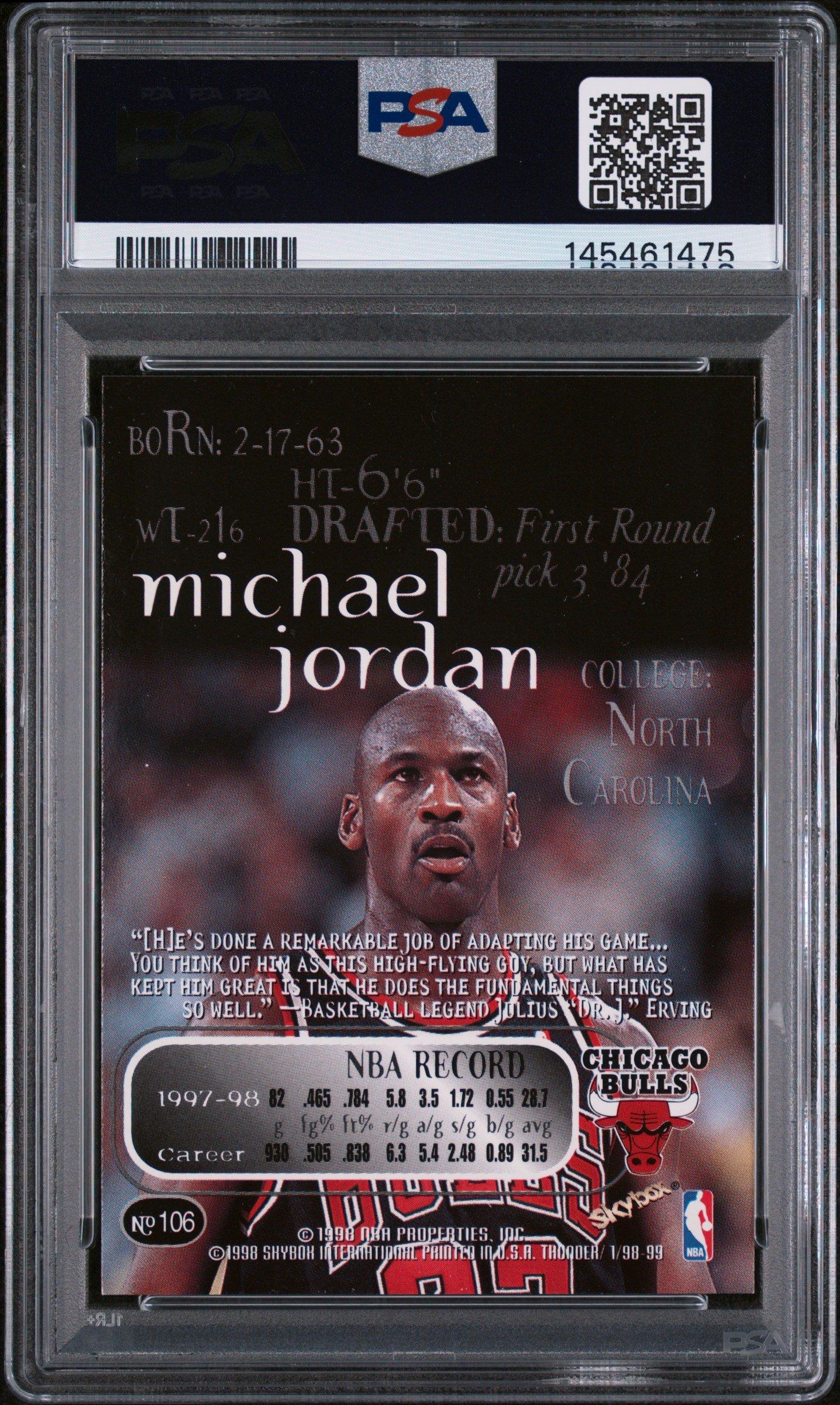 1998 Skybox Thunder 106 Michael Jordan PSA 8