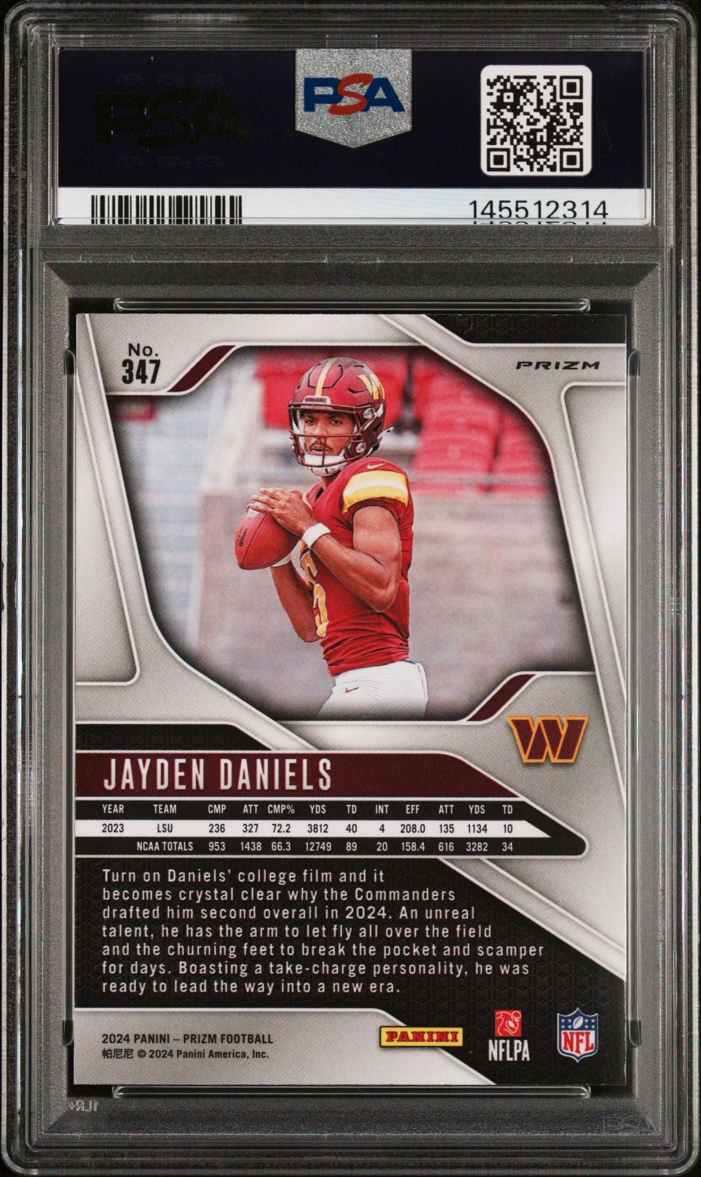 2024 Panini Prizm 347 Jayden Daniels Silver Prizm PSA 10 Graded