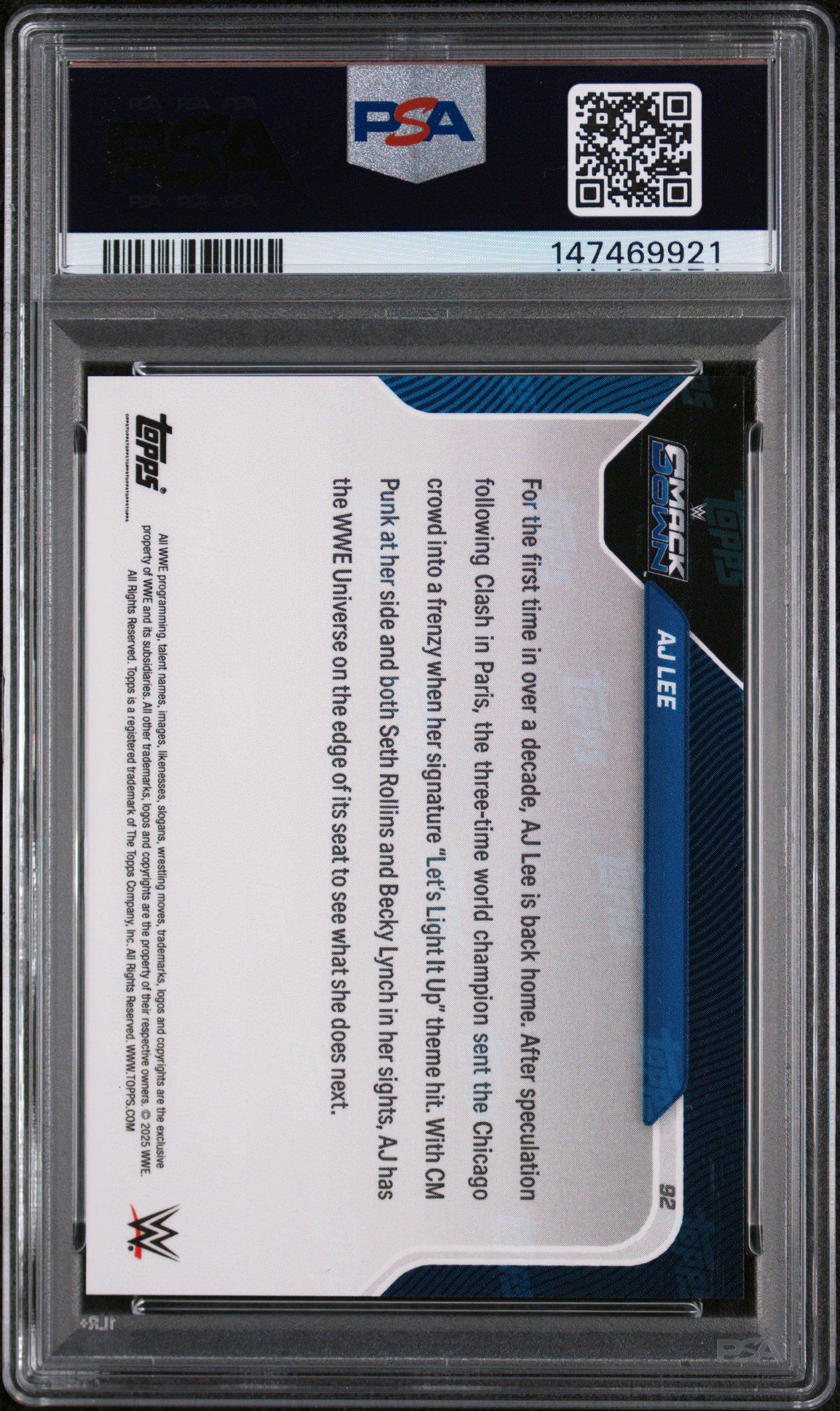 2025 Topps Now Wwe 92 Aj Lee PSA 10