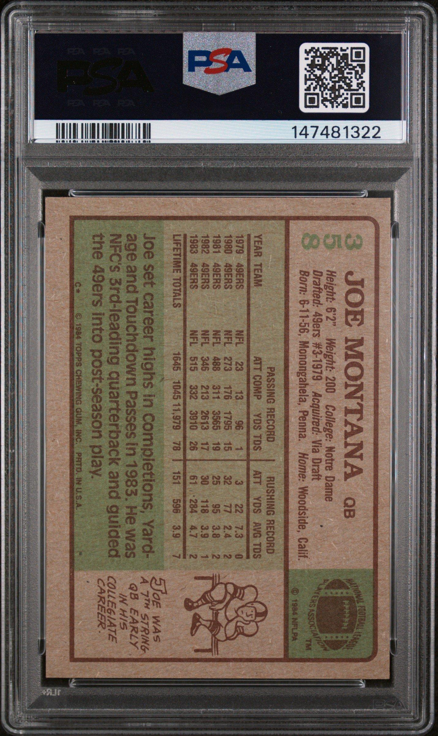 1984 Topps 358 Joe Montana PSA 8