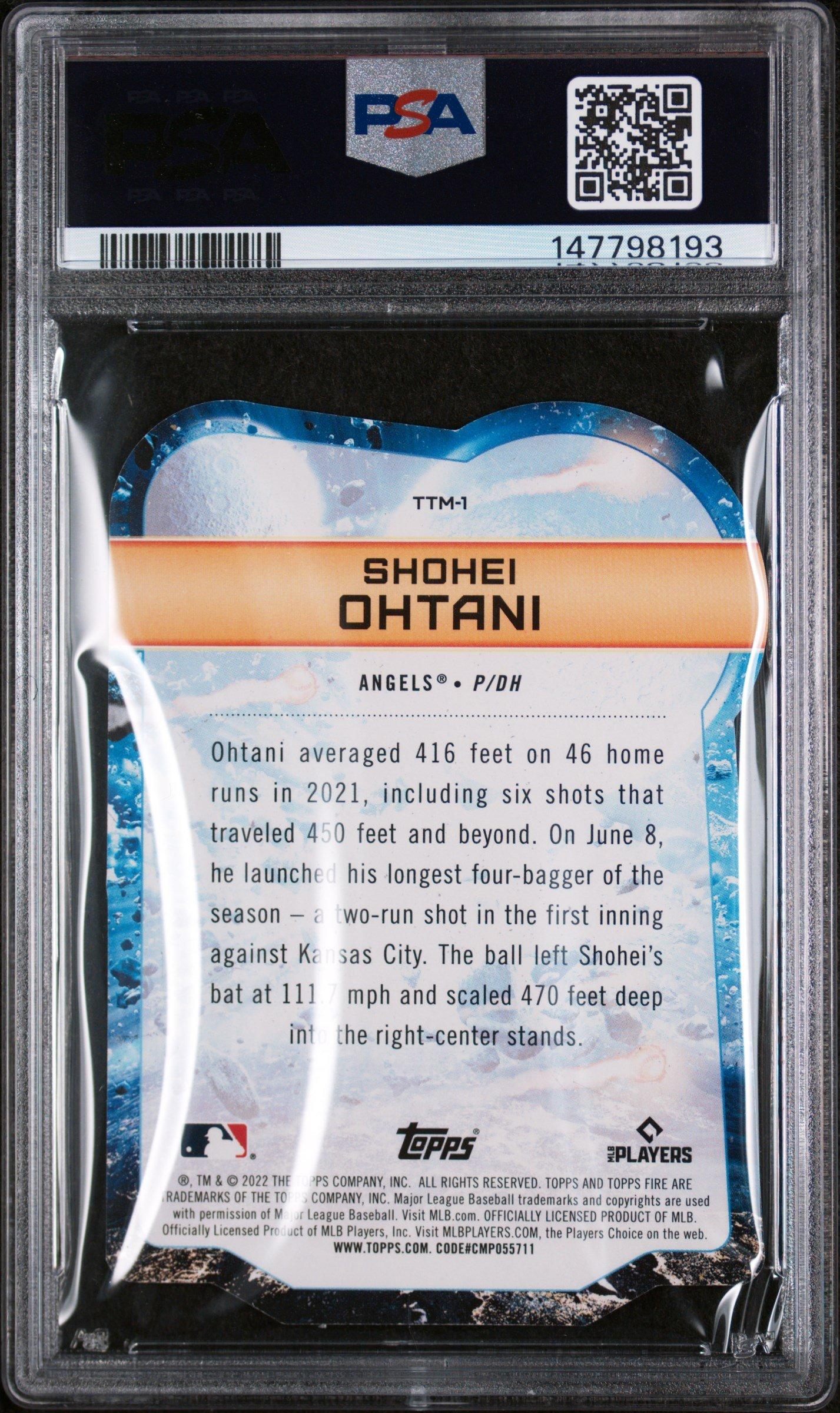 2022 Topps Fire To The Moon Ttm1 Shohei Ohtani Die-cut PSA 10