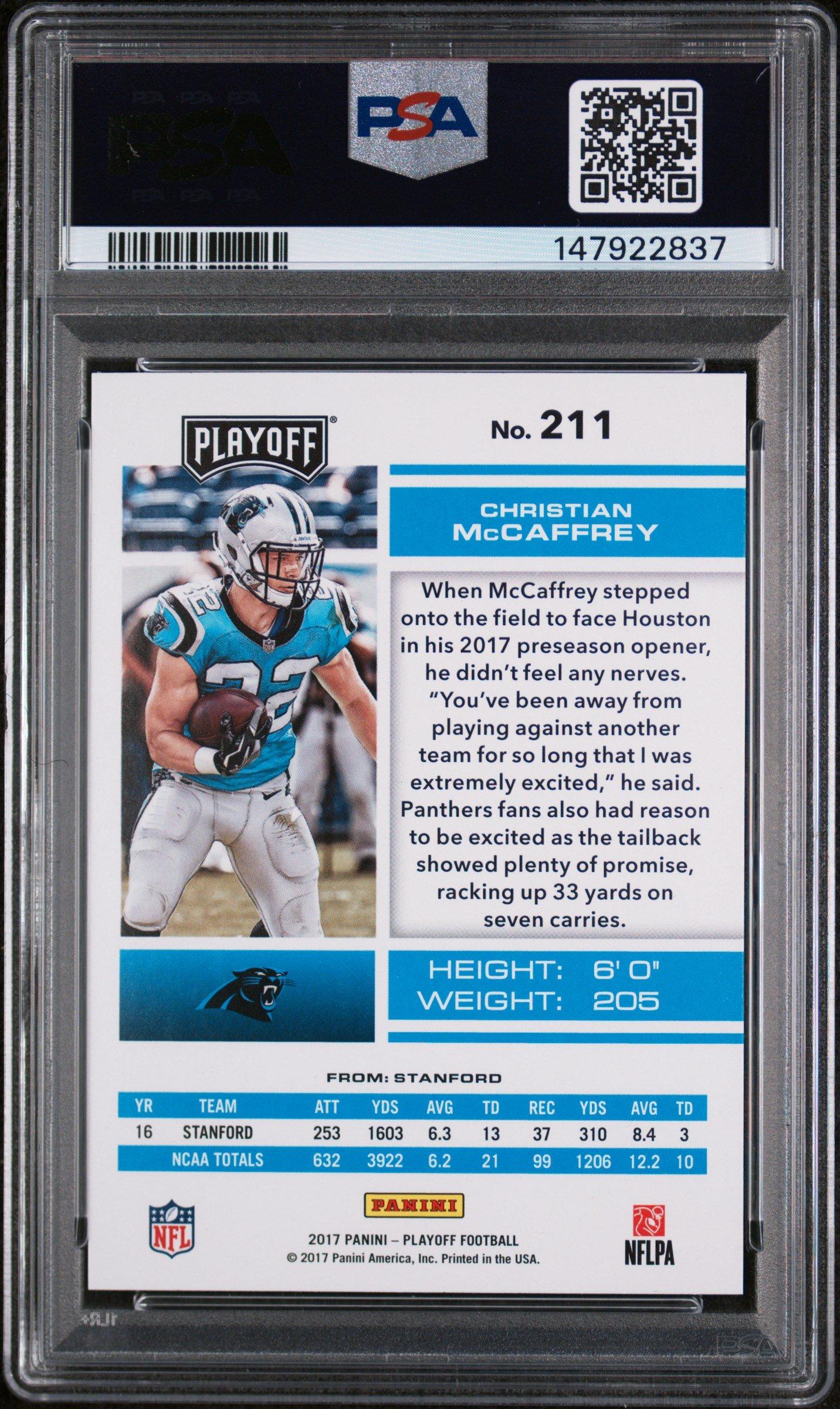 2017 Panini Playoff 211 Christian Mccaffrey PSA 9