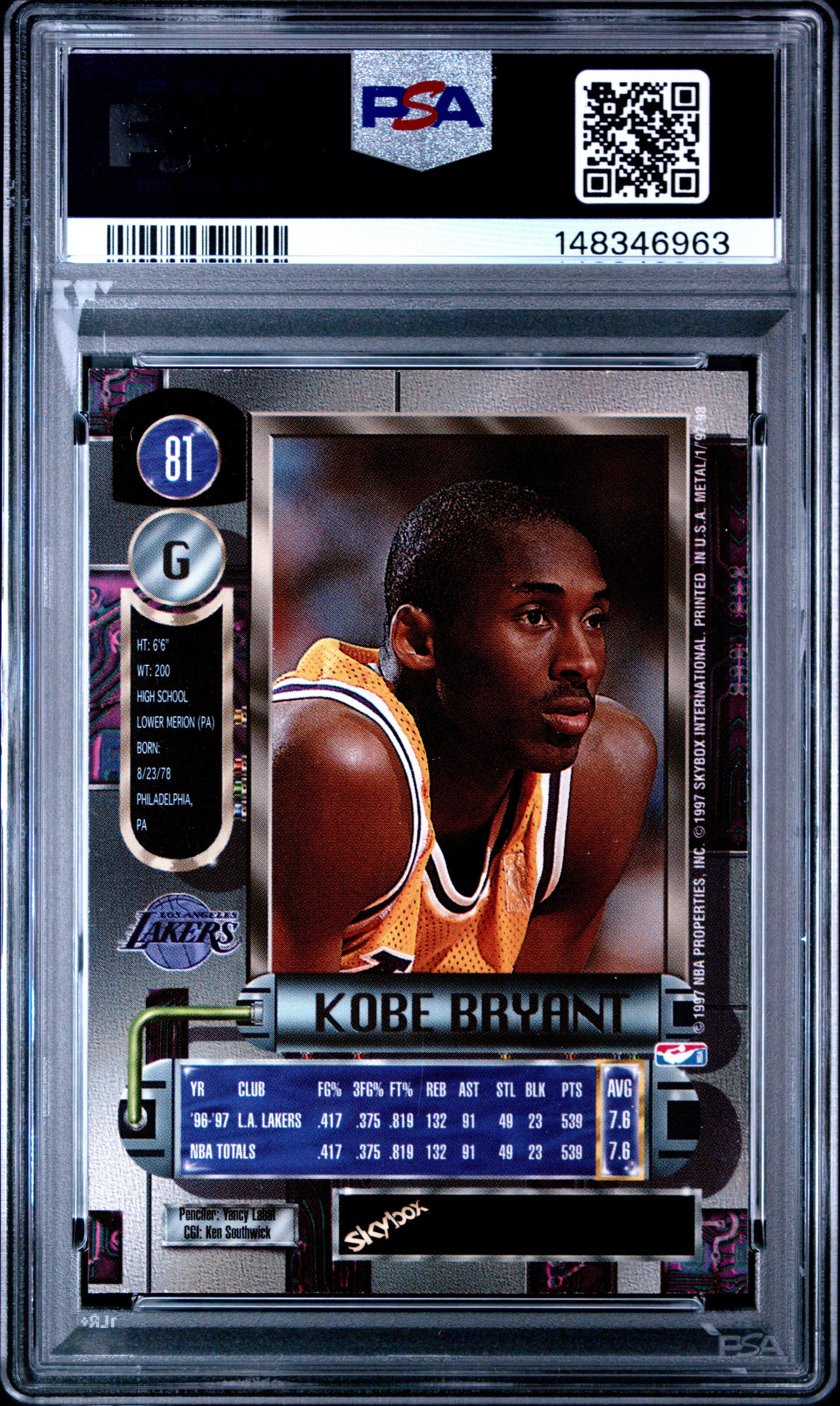 1997 Metal Universe 81 Kobe Bryant PSA 9 Graded Card | GameStop