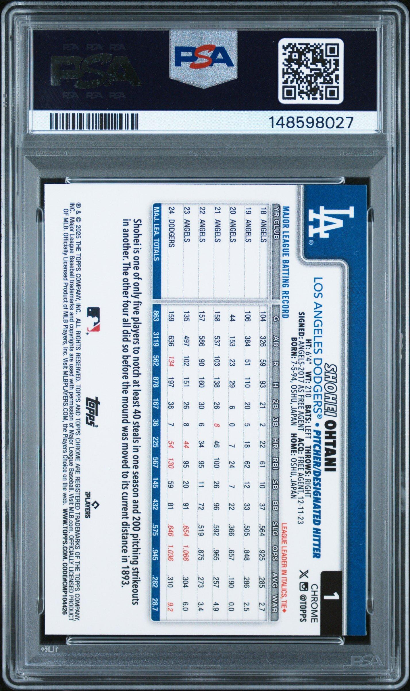 2025 Topps Chrome 1 Shohei Ohtani PSA 8 Graded Card | GameStop