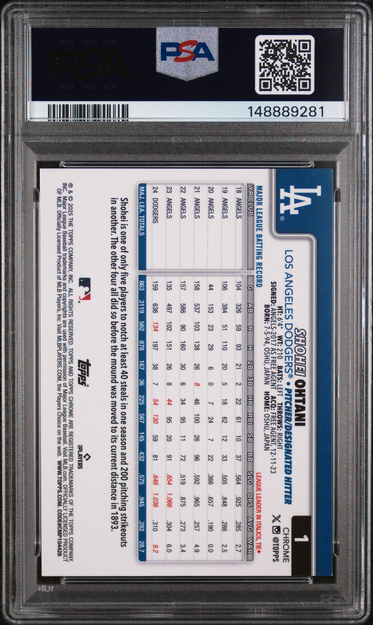 2025 Topps Chrome 1 Shohei Ohtani PSA 9 Graded Card | GameStop