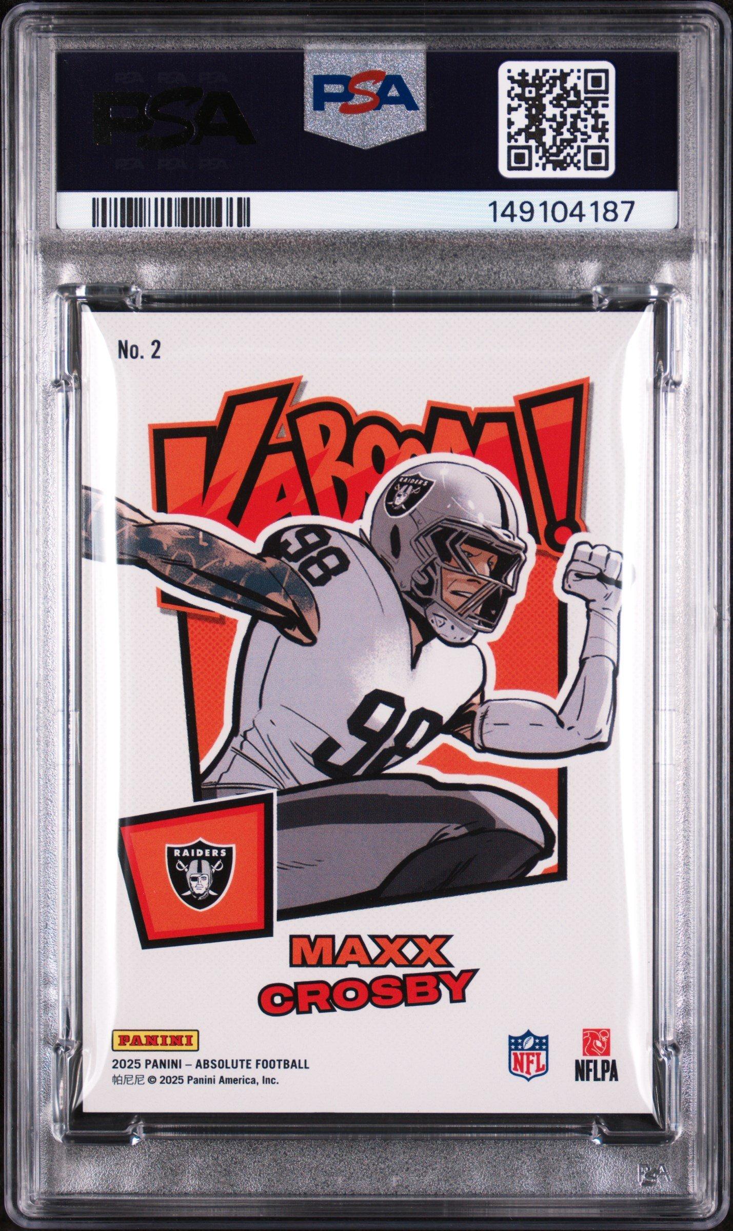 2025 Panini Absolute Kaboom! Horizontal 2 Maxx Crosby PSA 10