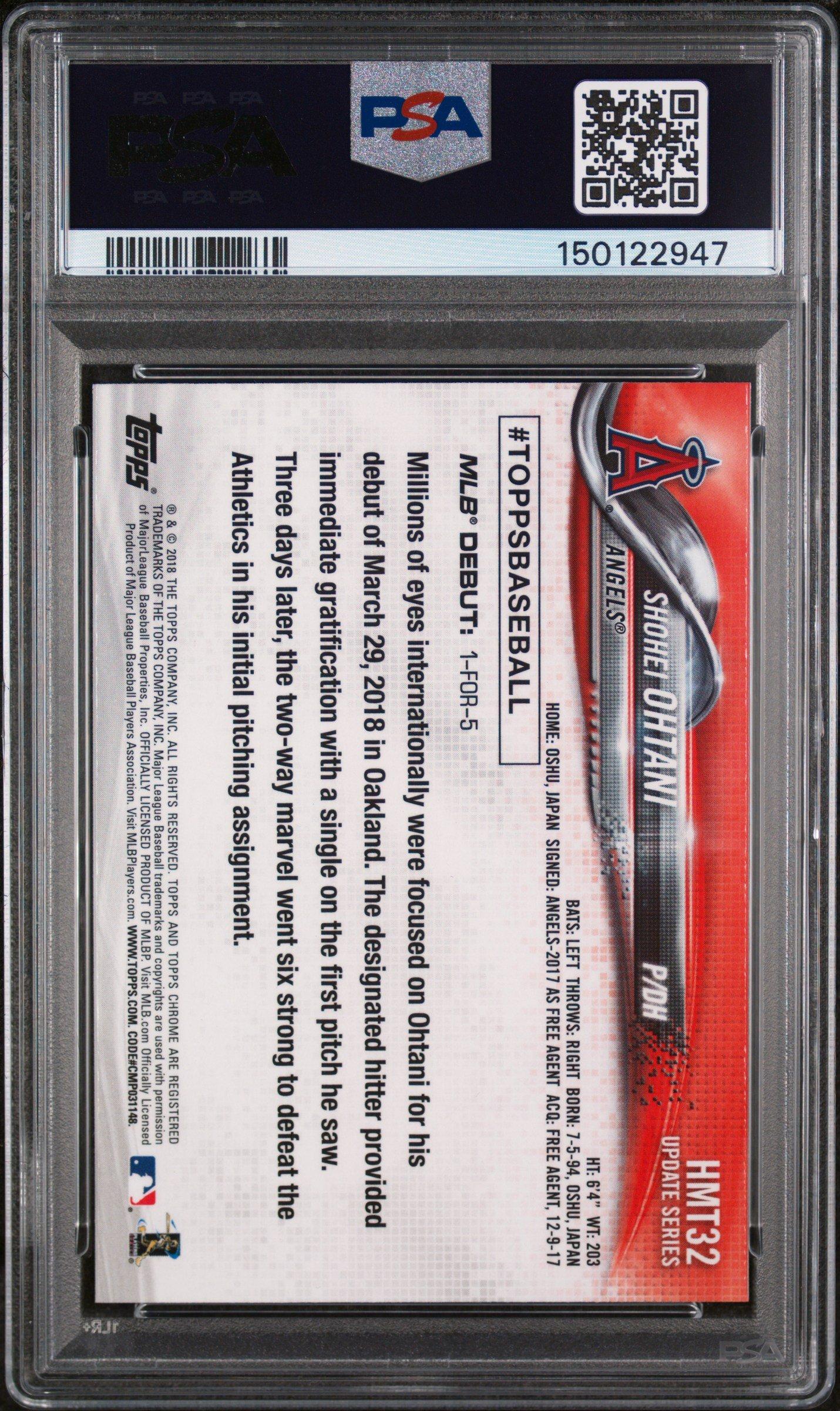 2018 Topps Chrome Update Hmt32 Shohei Ohtani PSA 10 Graded Card