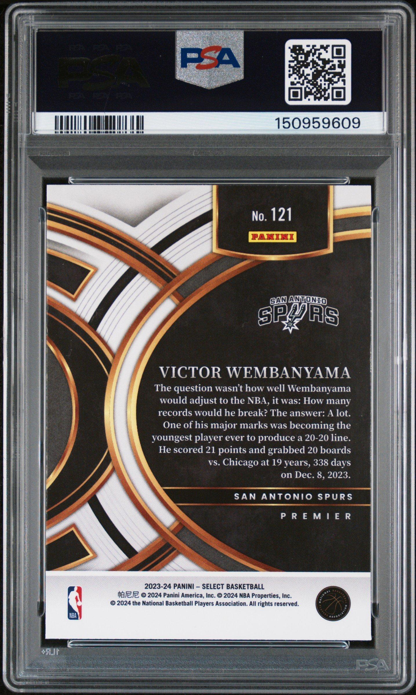2023 Panini Select 121 Victor Wembanyama Blue PSA 10 Graded Card