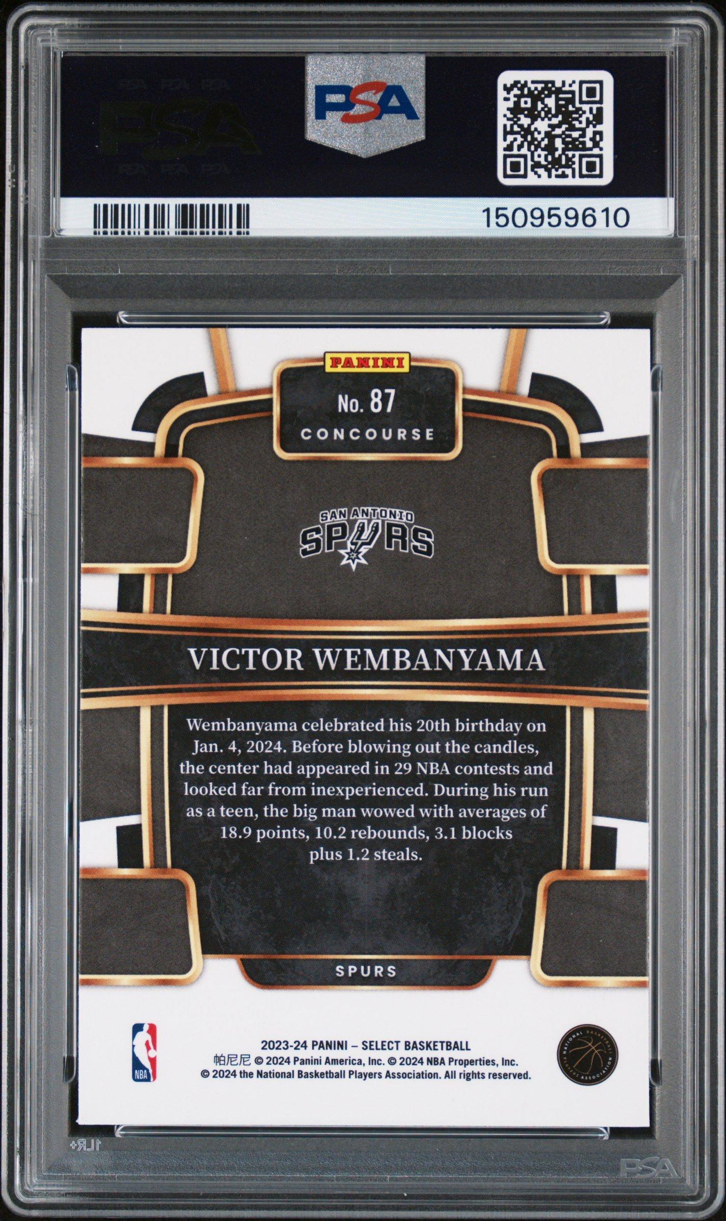 2023 Panini Select 87 Victor Wembanyama Blue PSA 10 Graded Card
