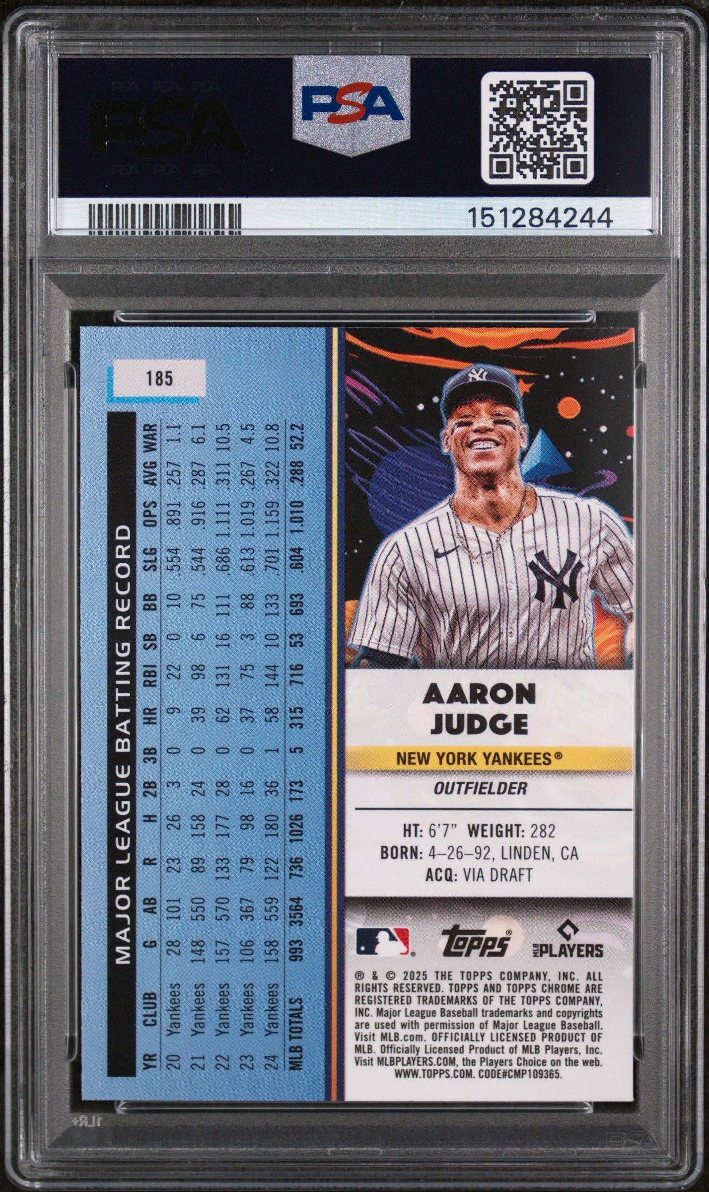 2025 Topps Cosmic Chrome 185 Aaron Judge PSA 9 Graded Card | GameStop