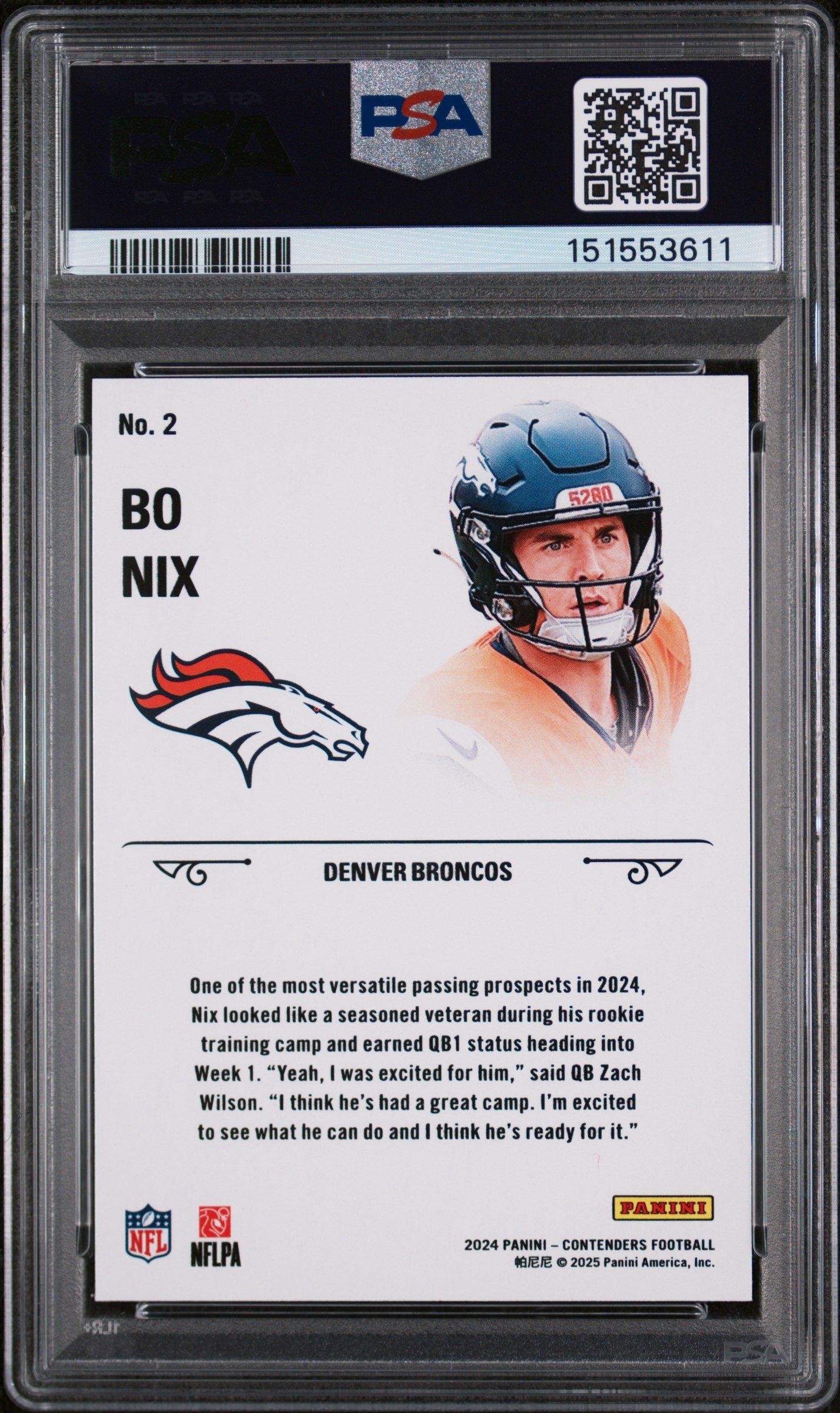bo nix graded rookie card Bo Nix 2024 Topps Now Football Rookie Card #12 Graded PSA 9 Cert #102982421