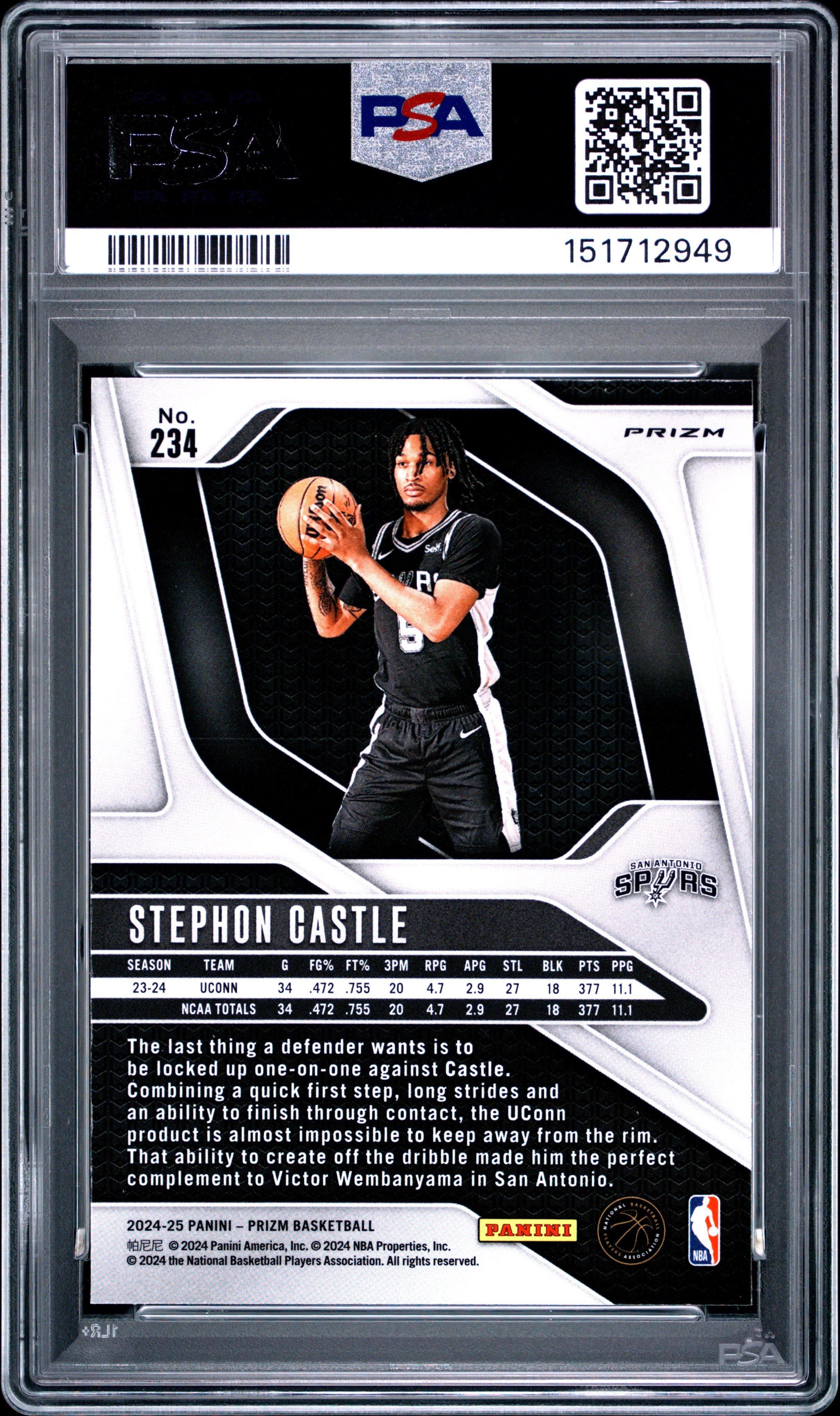 2024 Panini Prizm 234 Stephon Castle Green Prizm PSA 10 Graded