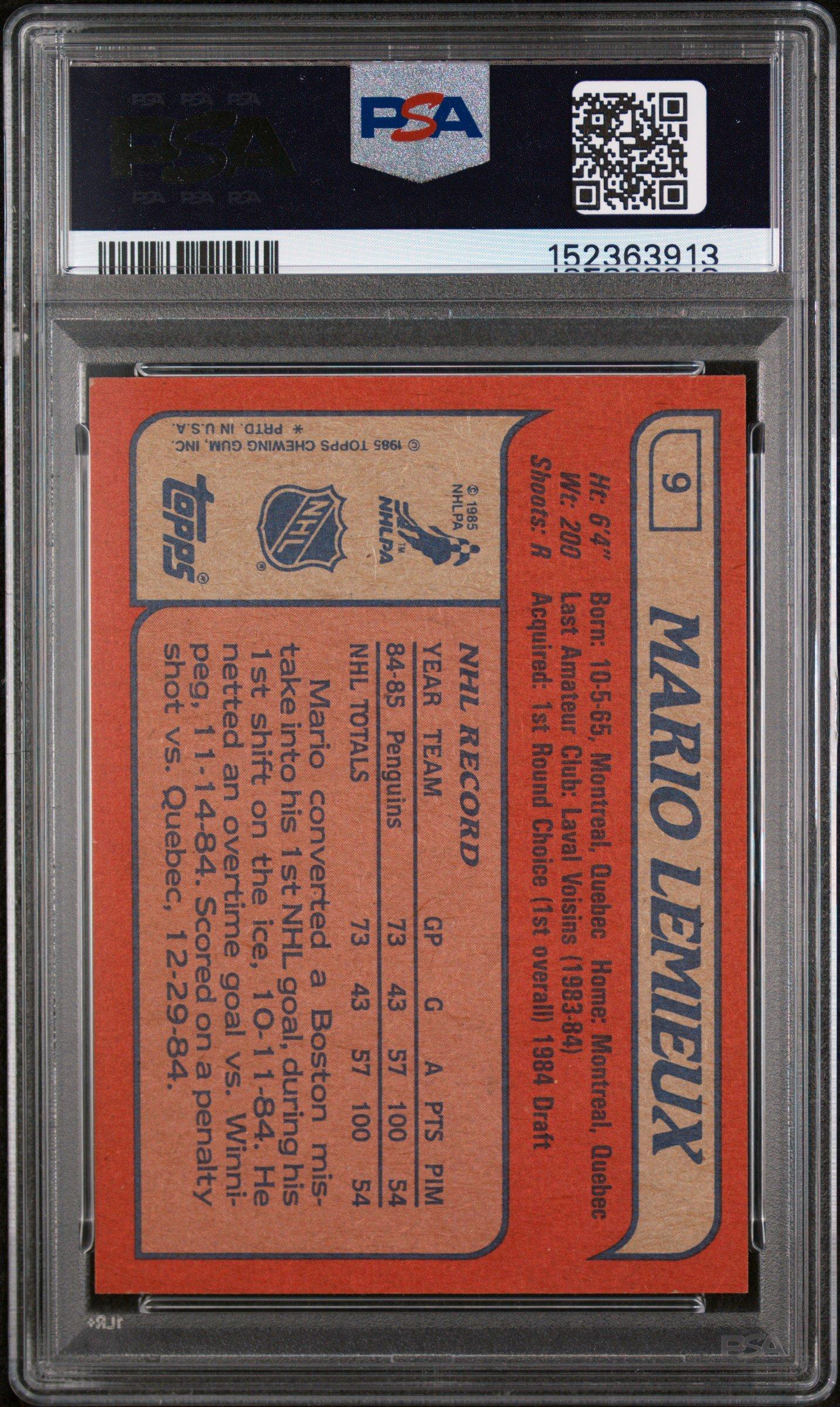 1985 Topps 9 Mario Lemieux PSA 8 Graded Card | GameStop