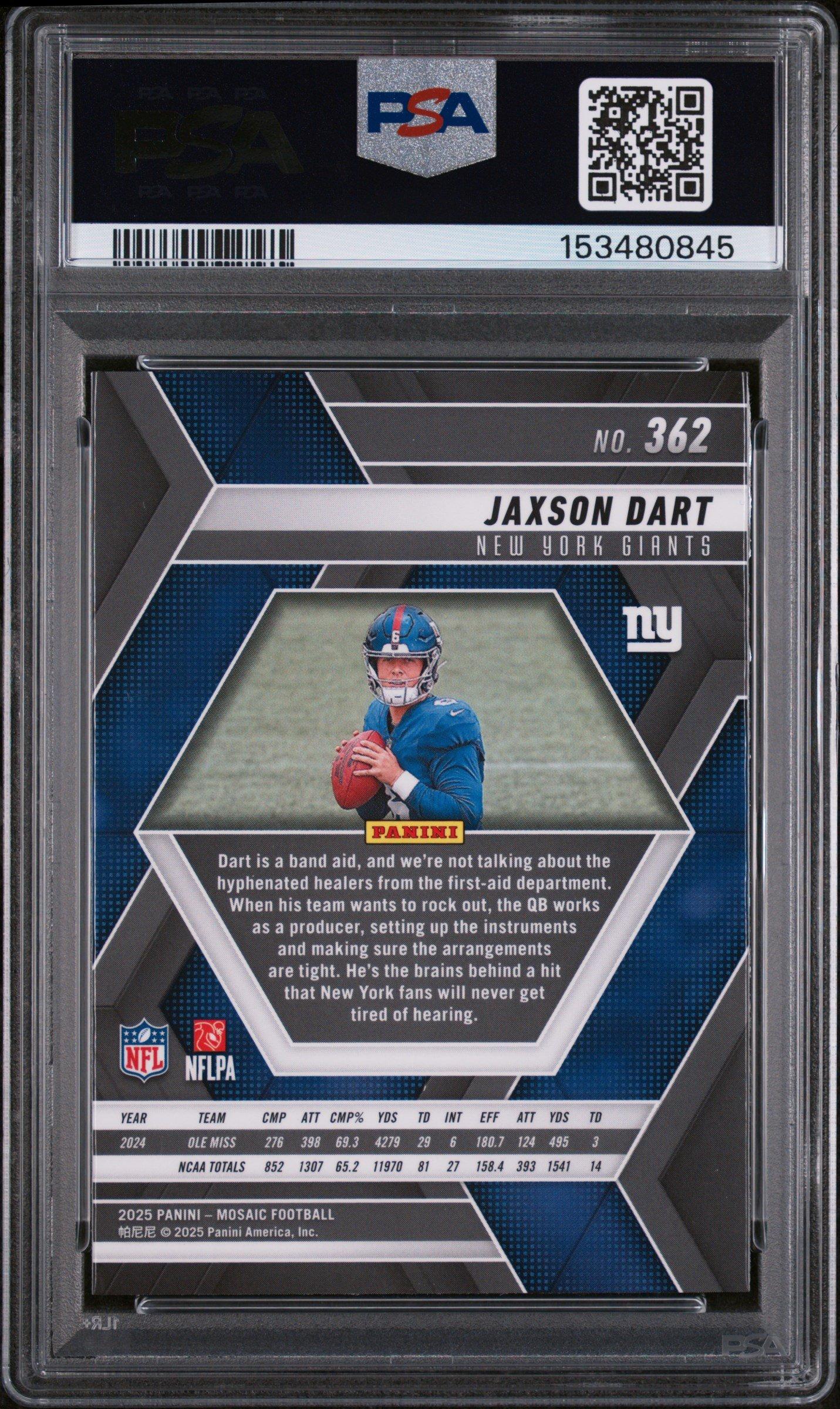 2025 Panini Mosaic 362 Jaxson Dart PSA 10 Graded Card | GameStop