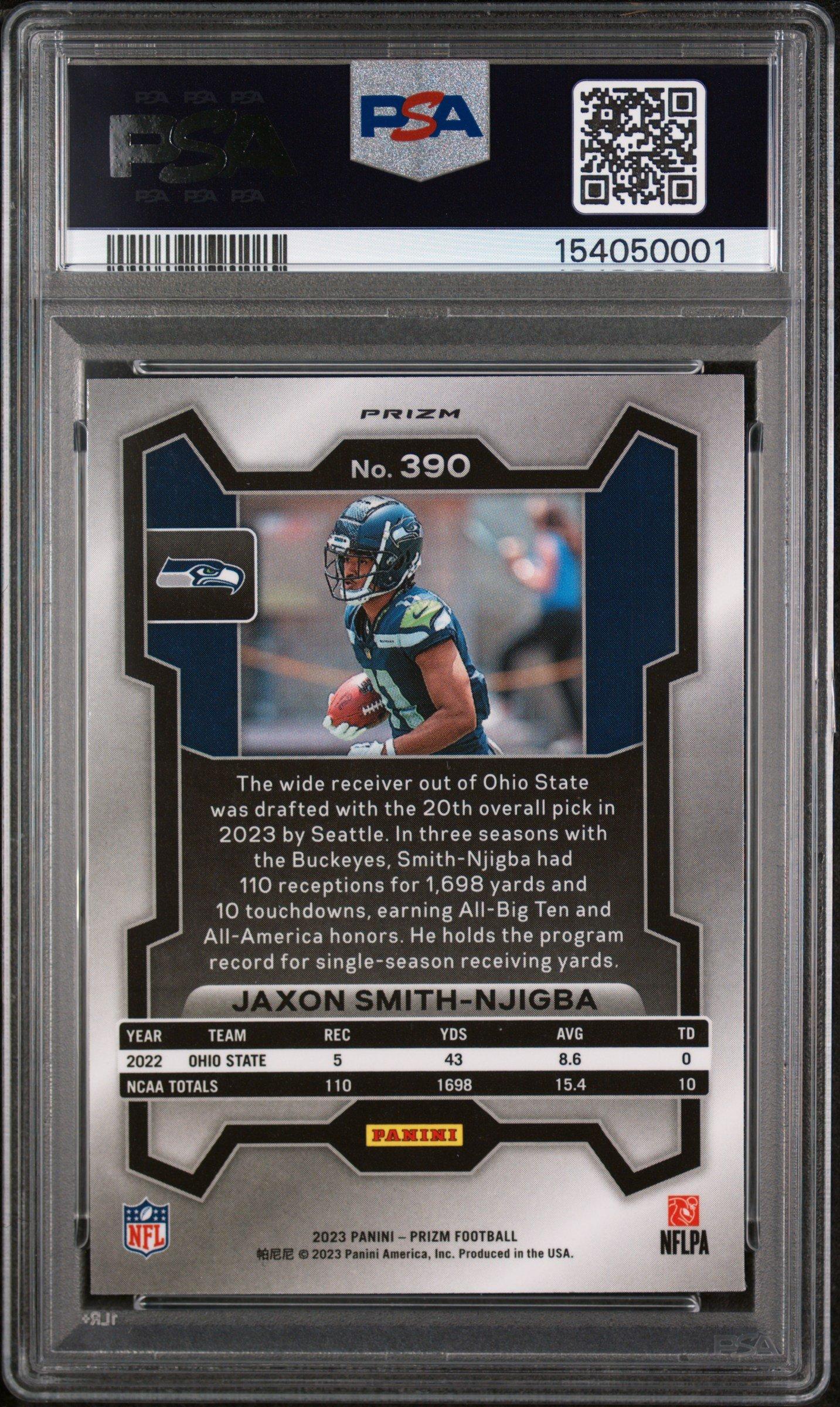 2023 Panini Prizm 390 Jaxon Smith-njigba Neon Green Pulsar PSA 9