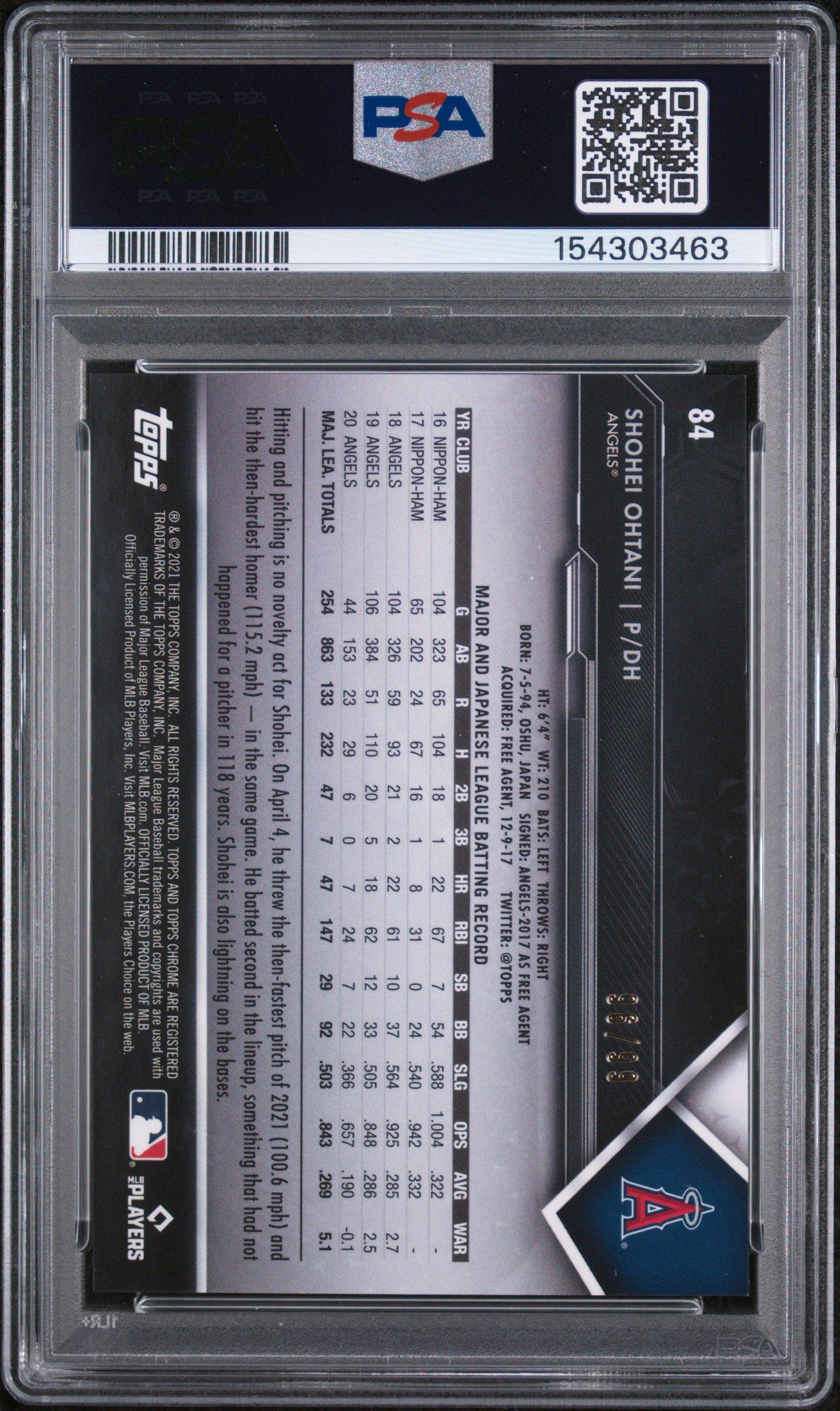 2021 Topps Chrome Black 84 Shohei Ohtani Green Atomic Refractor