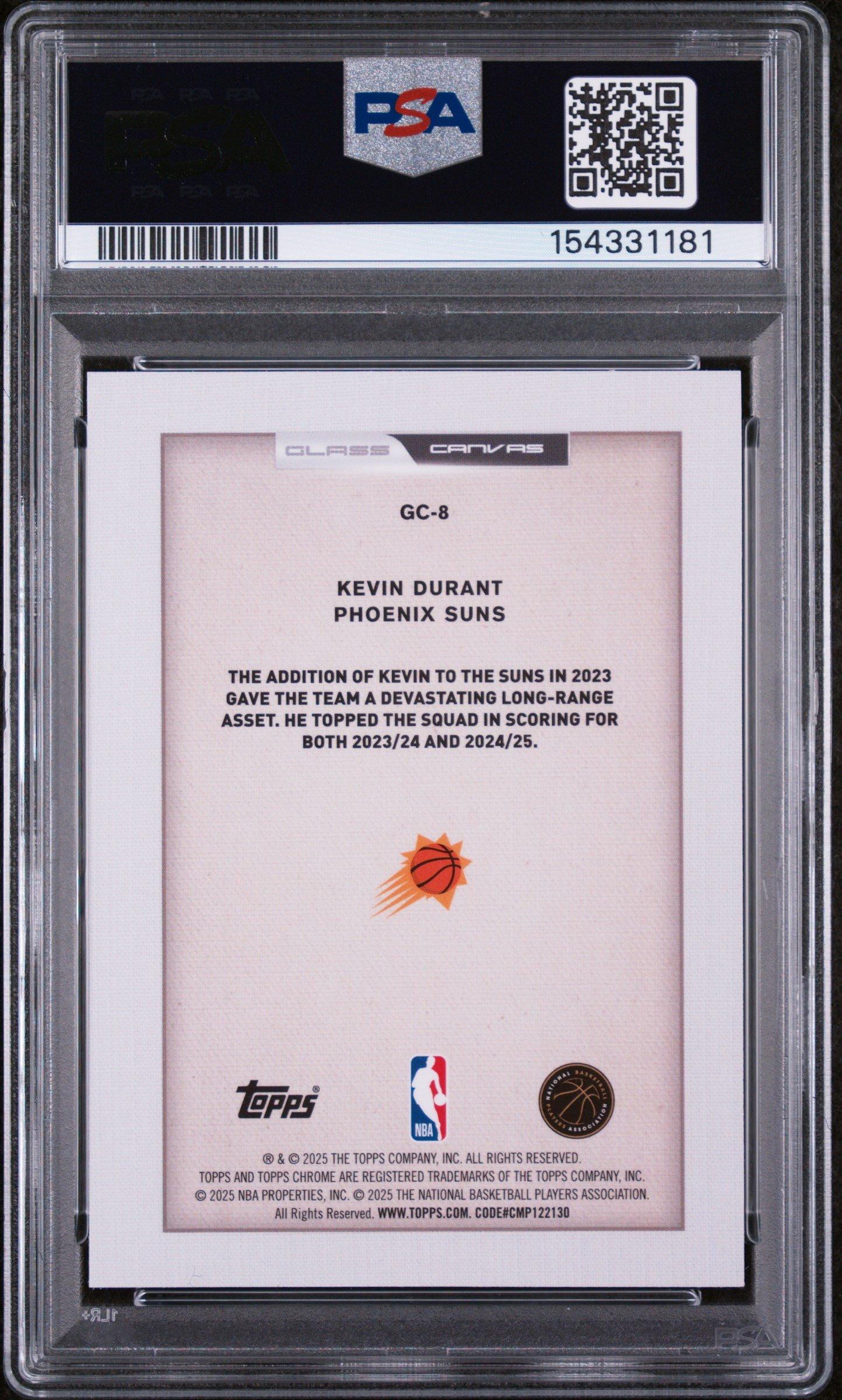 2025 Topps Chrome Glass Canvas Gc-8 Kevin Durant PSA 9 Graded Card