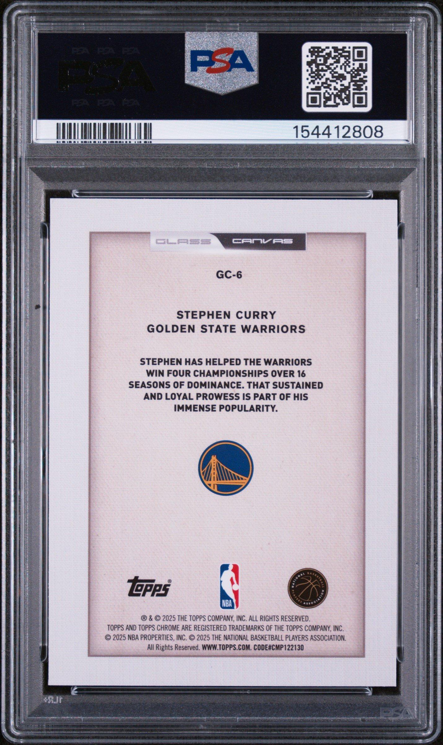 2025 Topps Chrome Glass Canvas Gc-6 Stephen Curry PSA 8 Graded
