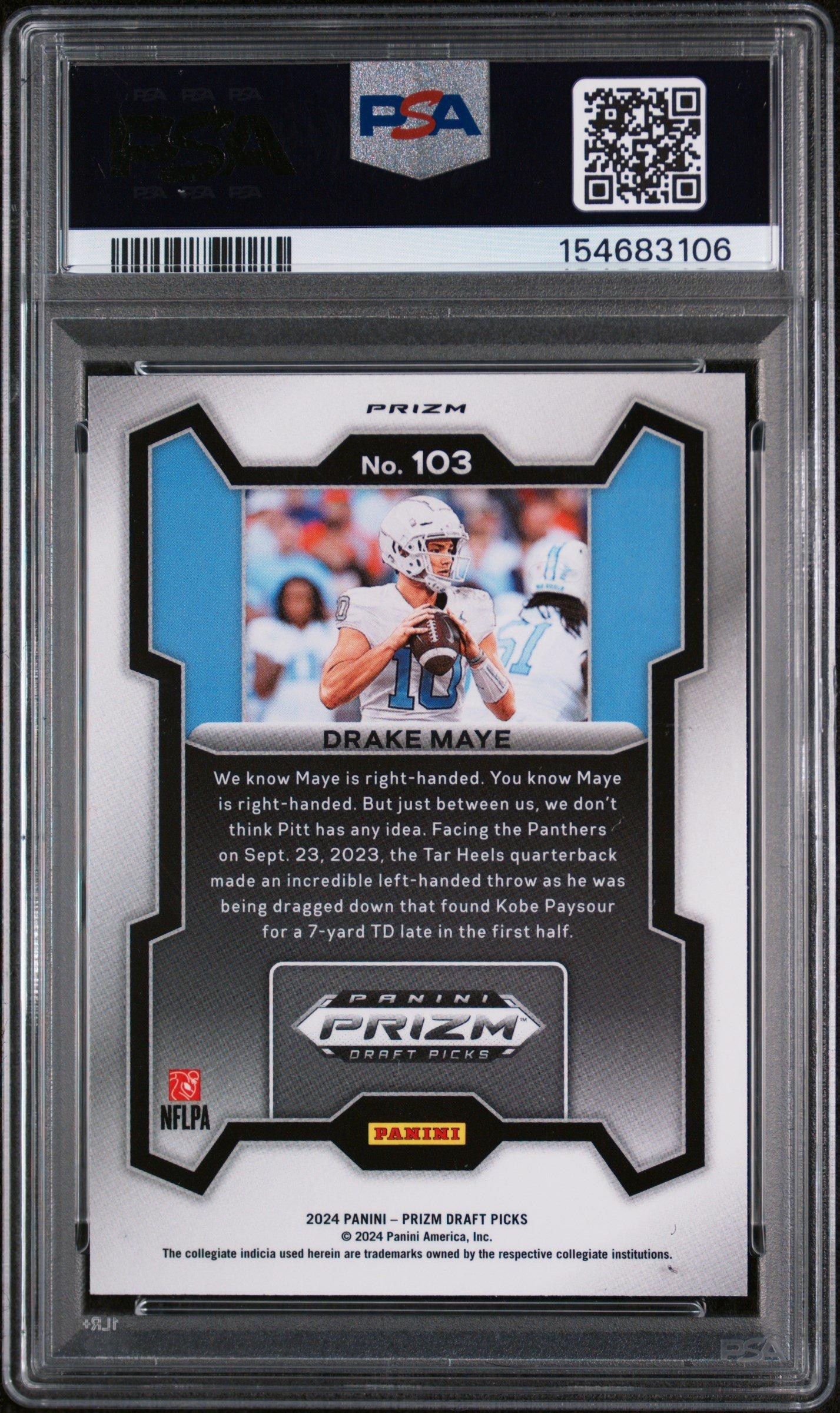 2024 Panini Prizm Draft Picks 103 Drake Maye Red Ice PSA 10 Graded