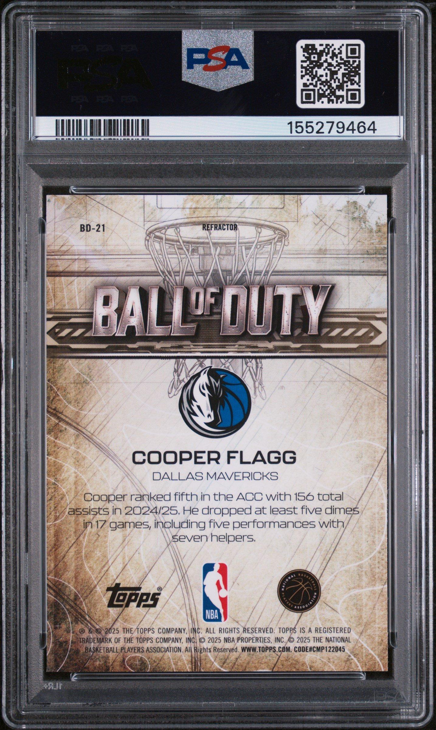 2025 Topps Chrome Ball Of Duty Bd-21 Cooper Flagg Refractor PSA 10 
