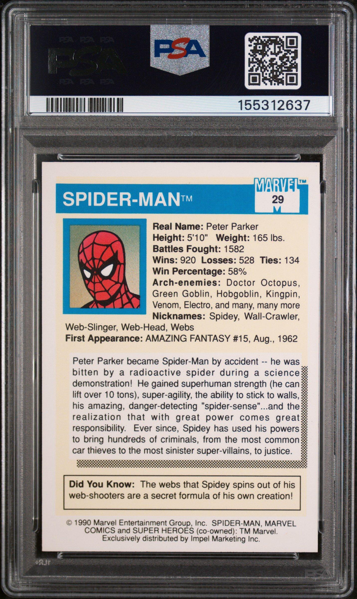 1990 Marvel Universe 29 Spider-man PSA 9 Graded Card | GameStop