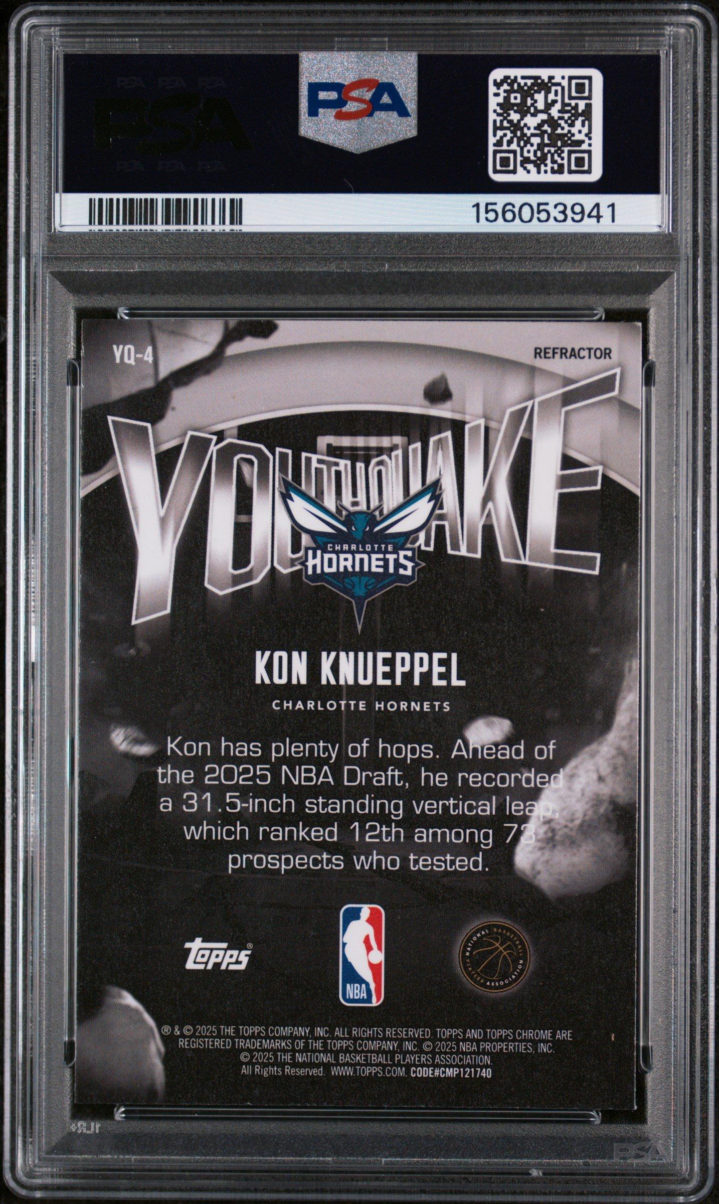 2025 Topps Chrome Youthquake Yq-4 Kon Knueppel Refractor PSA 10