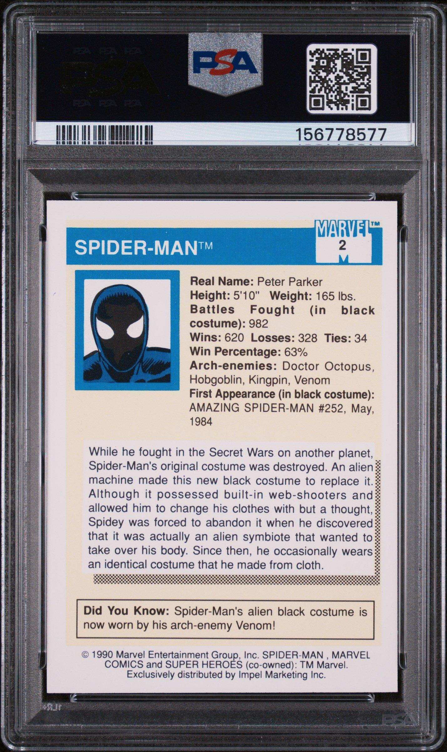 1990 Marvel Universe 2 Spider-man PSA 8 Graded Card | GameStop