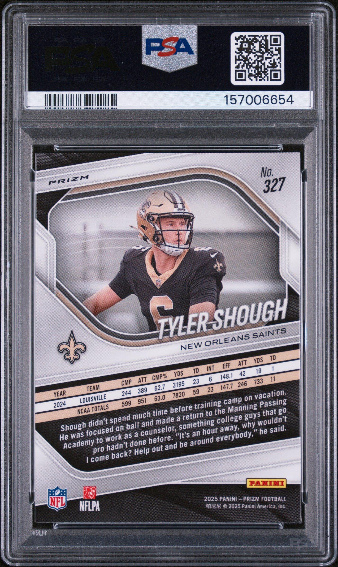 2025 Panini Prizm 327 Tyler Shough Lazer Prizm PSA 10 Graded Card
