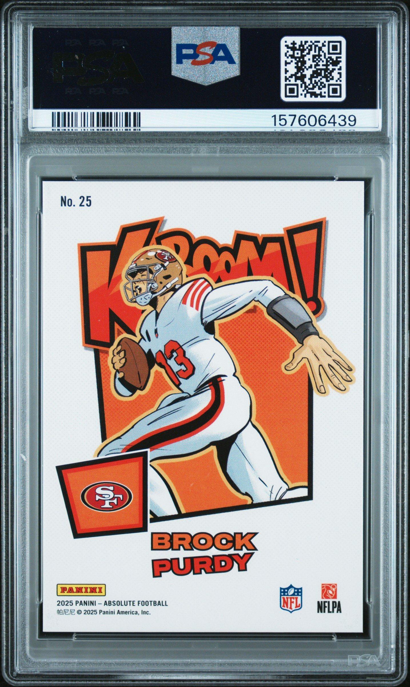 2025 Panini Absolute Kaboom! Horizontal 25 Brock Purdy PSA 9