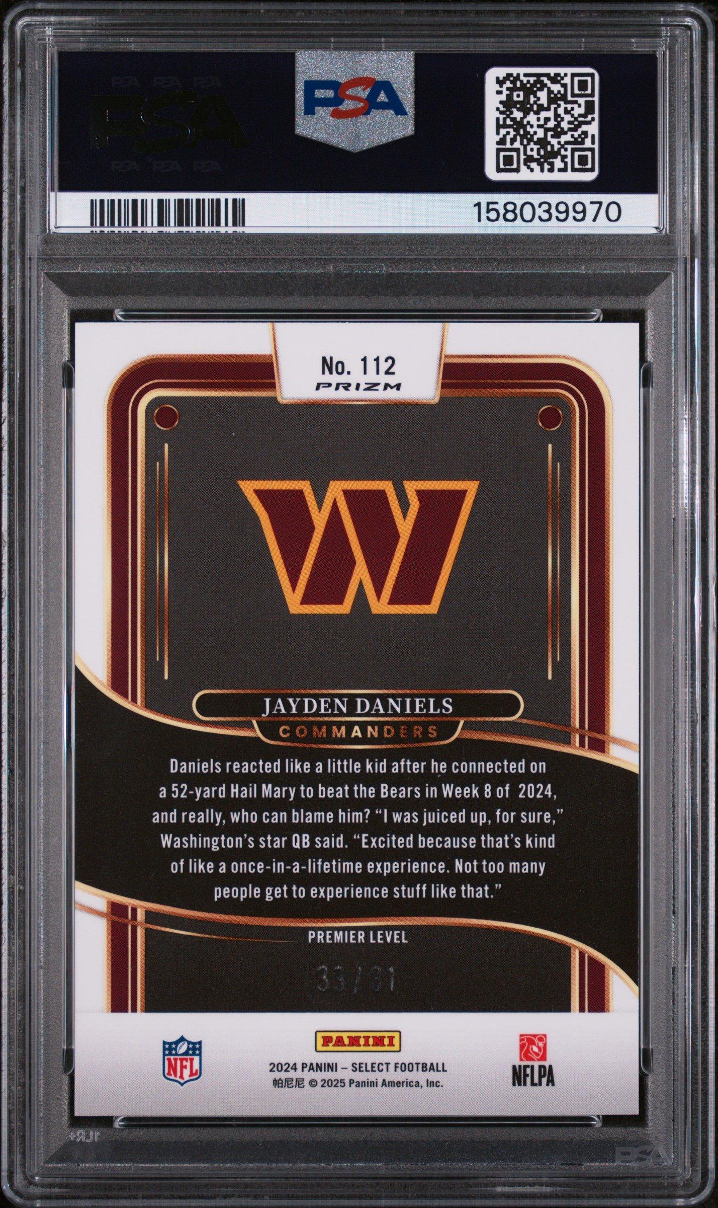 2024 Panini Select 112 Jayden Daniels Dragon Scale Prizm PSA 9