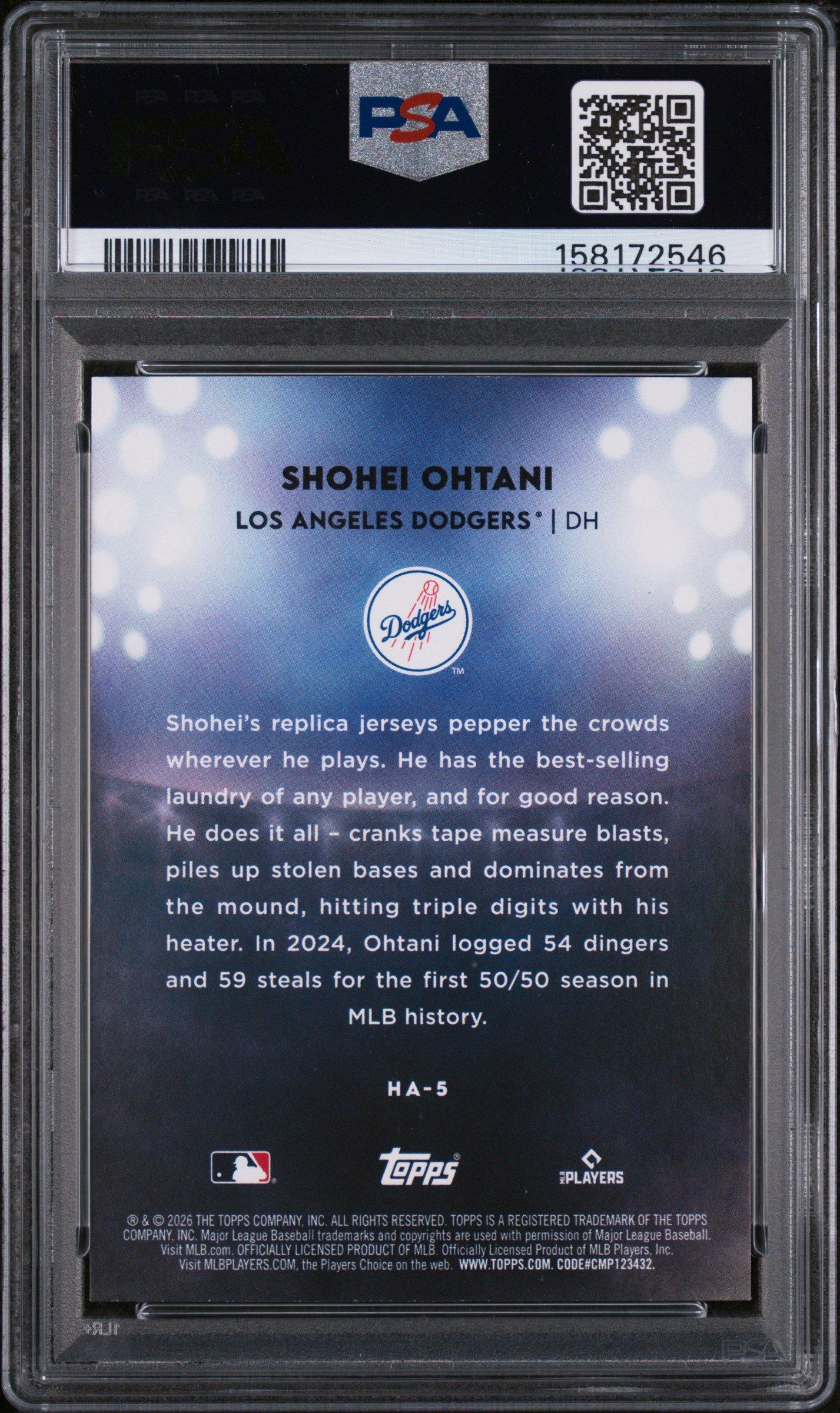 2026 Topps Home Field Advantage 5 Shohei Ohtani PSA 9 Graded Card