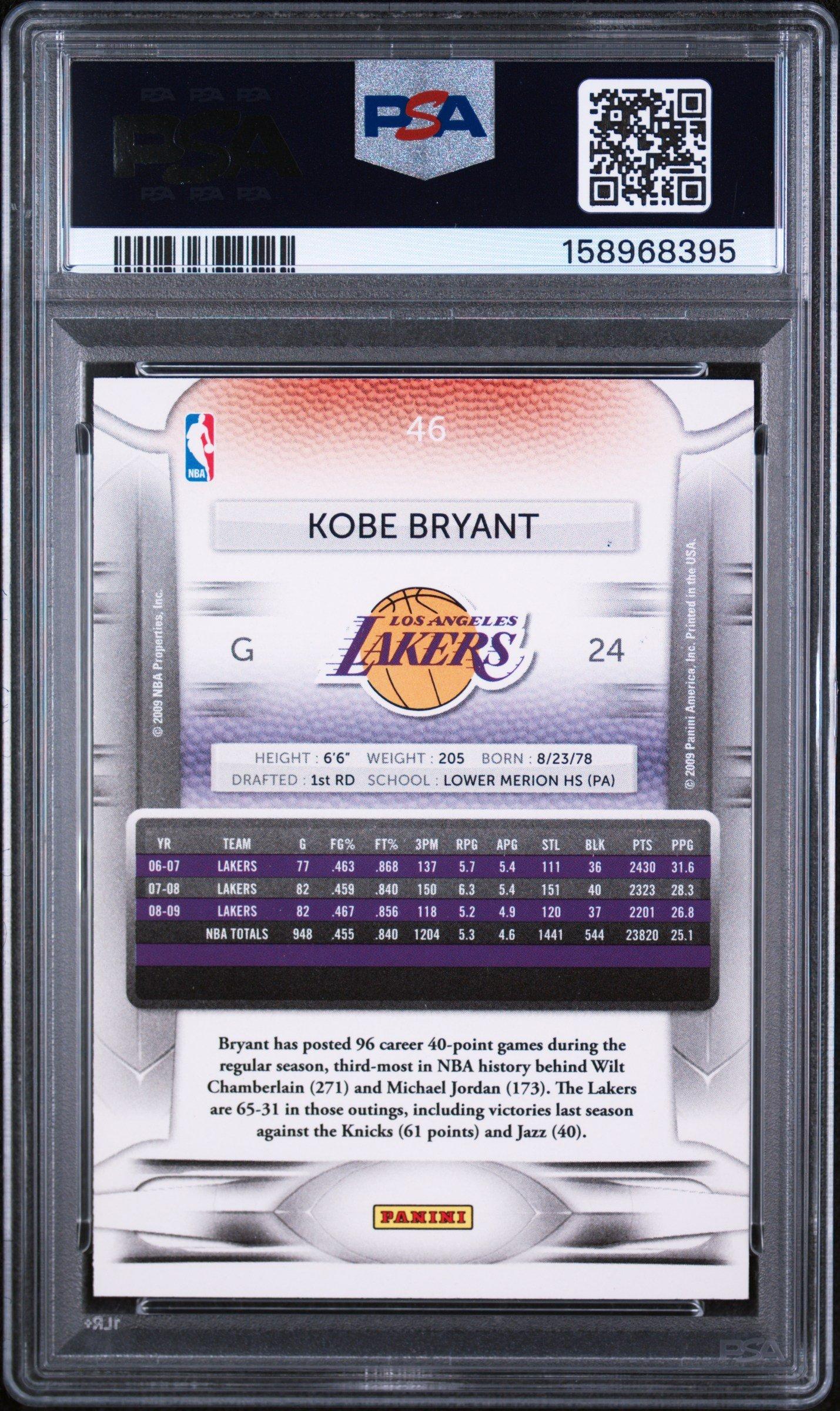 2009 Panini Prestige 46 Kobe Bryant PSA 10 Graded Card | GameStop