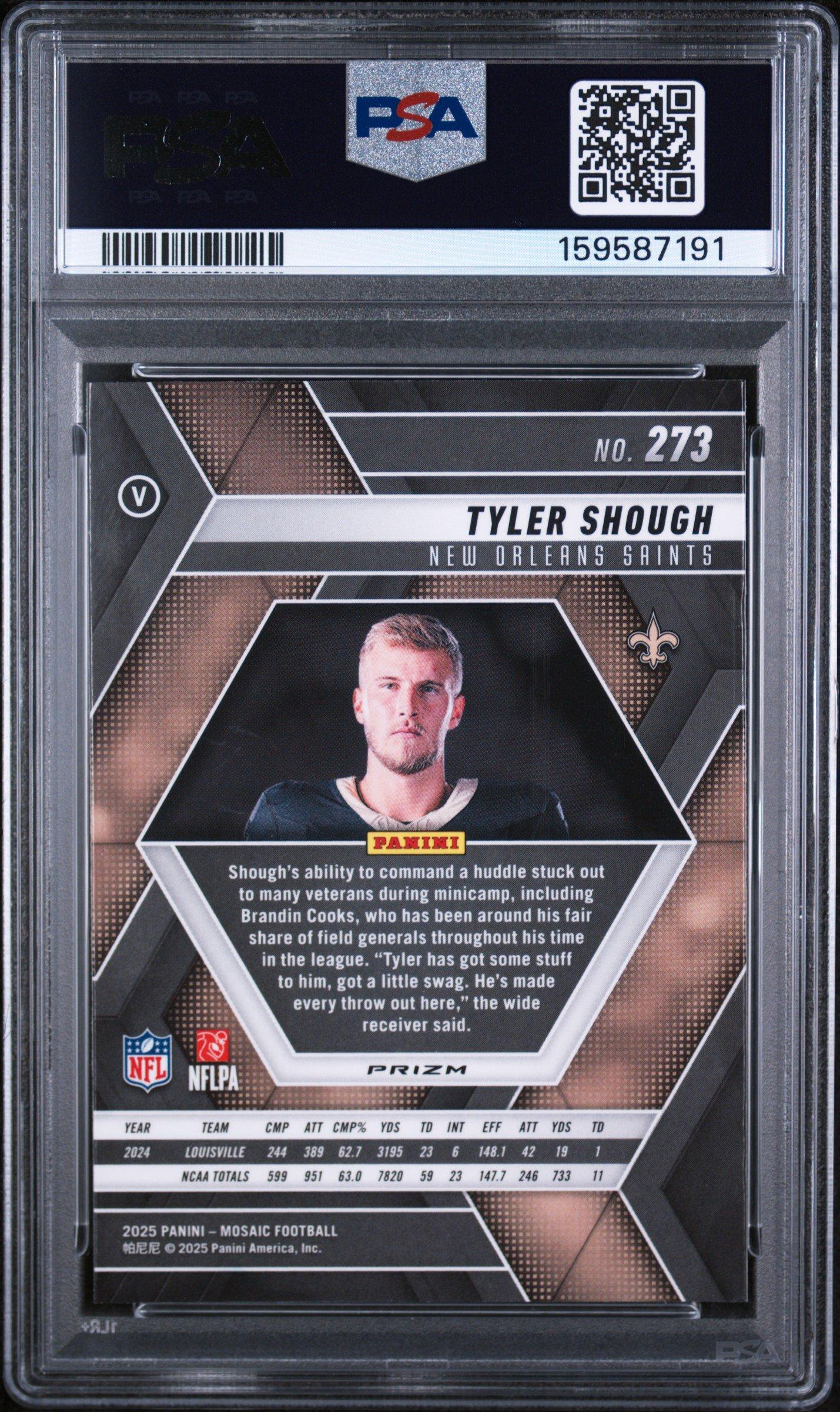 2025 Panini Mosaic 273 Tyler Shough Reactive Purple PSA 9 Graded