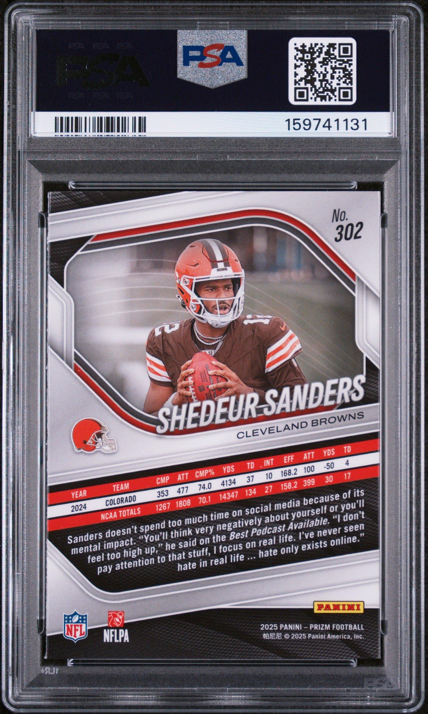 2025 Panini Prizm 302 Shedeur Sanders PSA 9 Graded Card | GameStop
