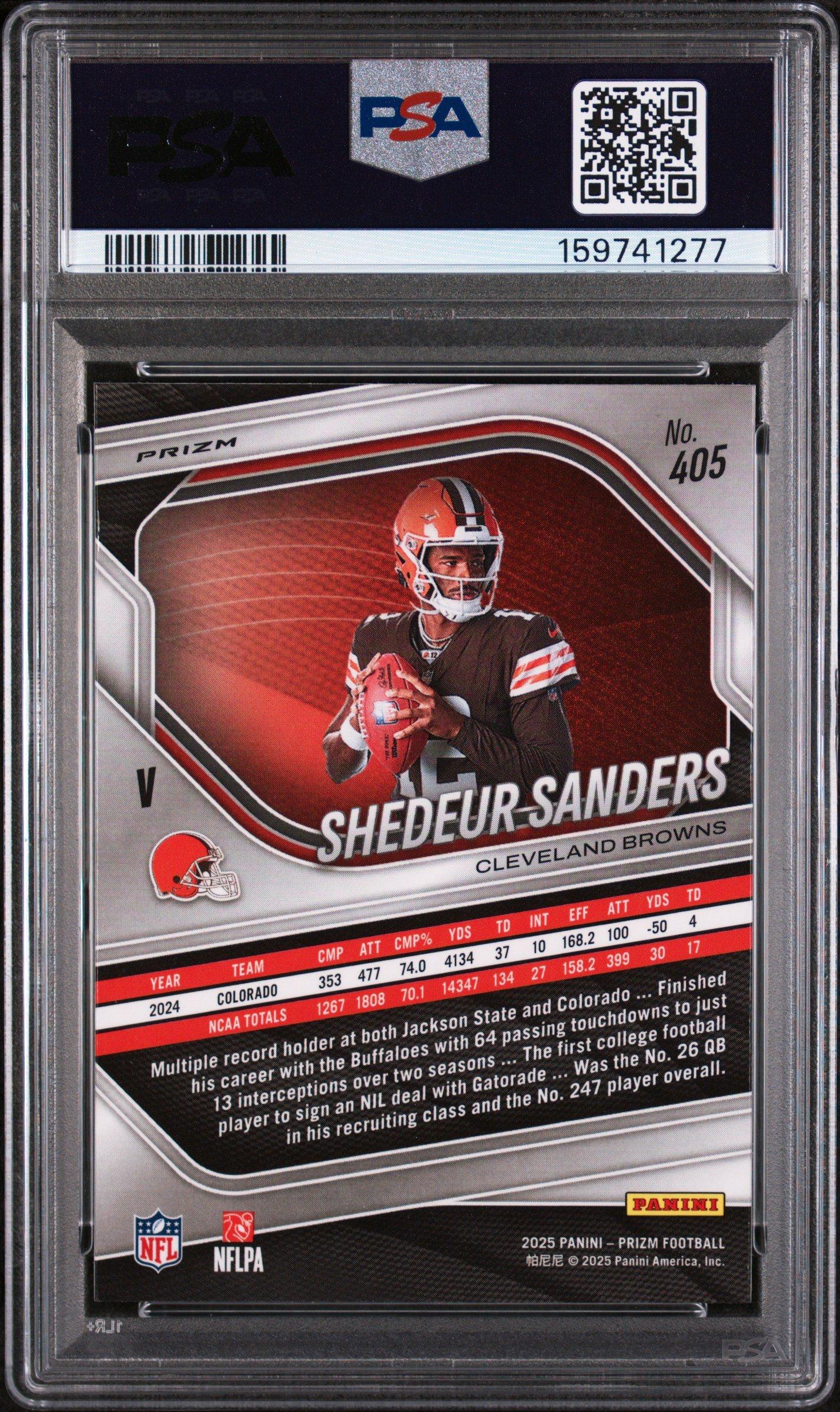 2025 Panini Prizm 405 Shedeur Sanders Silver Prizm PSA 9 Graded