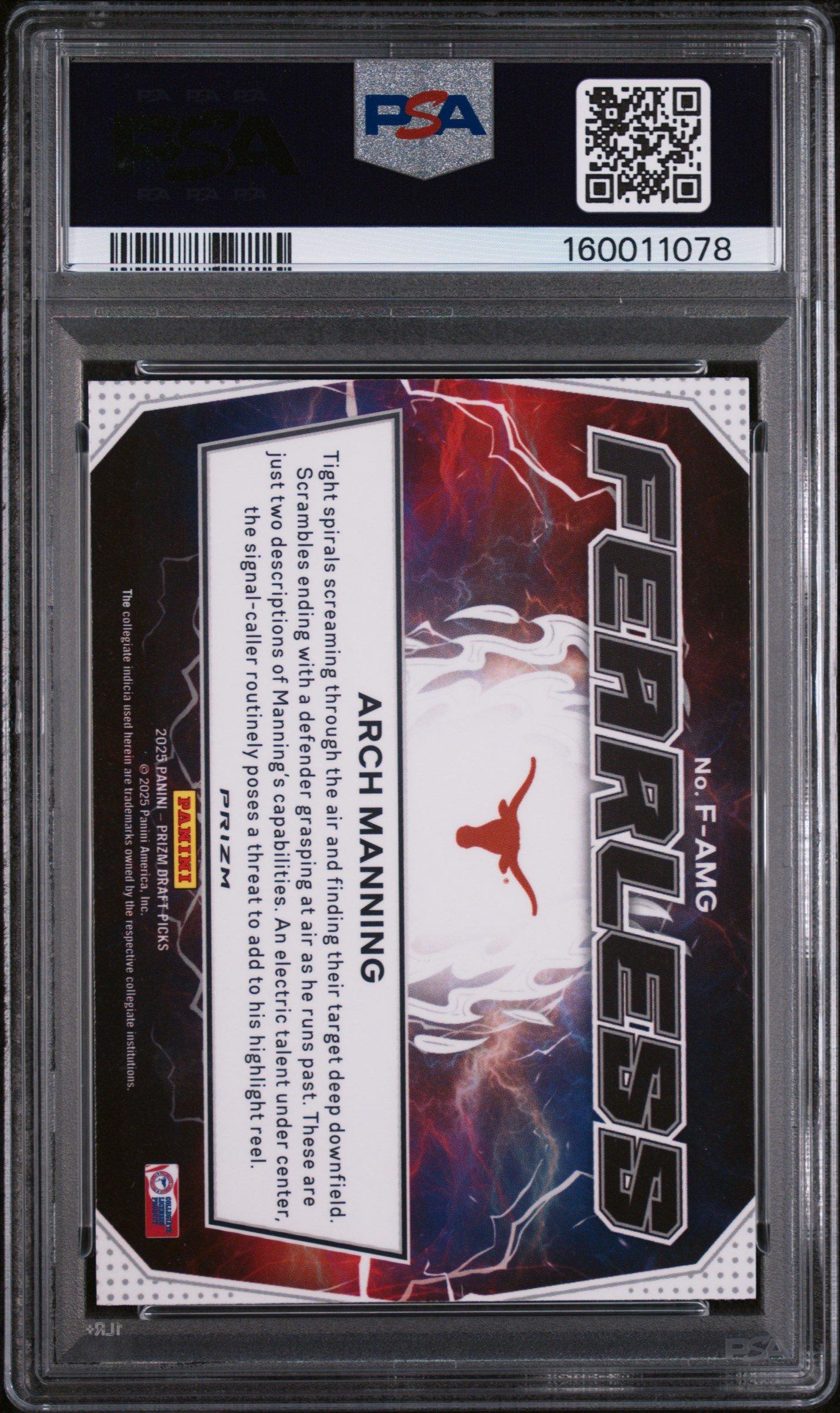2025 Panini Prizm Draft Picks Fearless F-amg Arch Manning Gold Ice