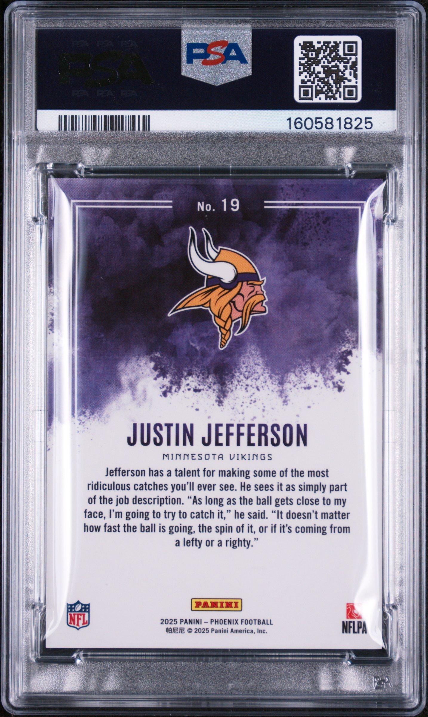 2025 Panini Phoenix Color Blast 19 Justin Jefferson PSA 10 Graded