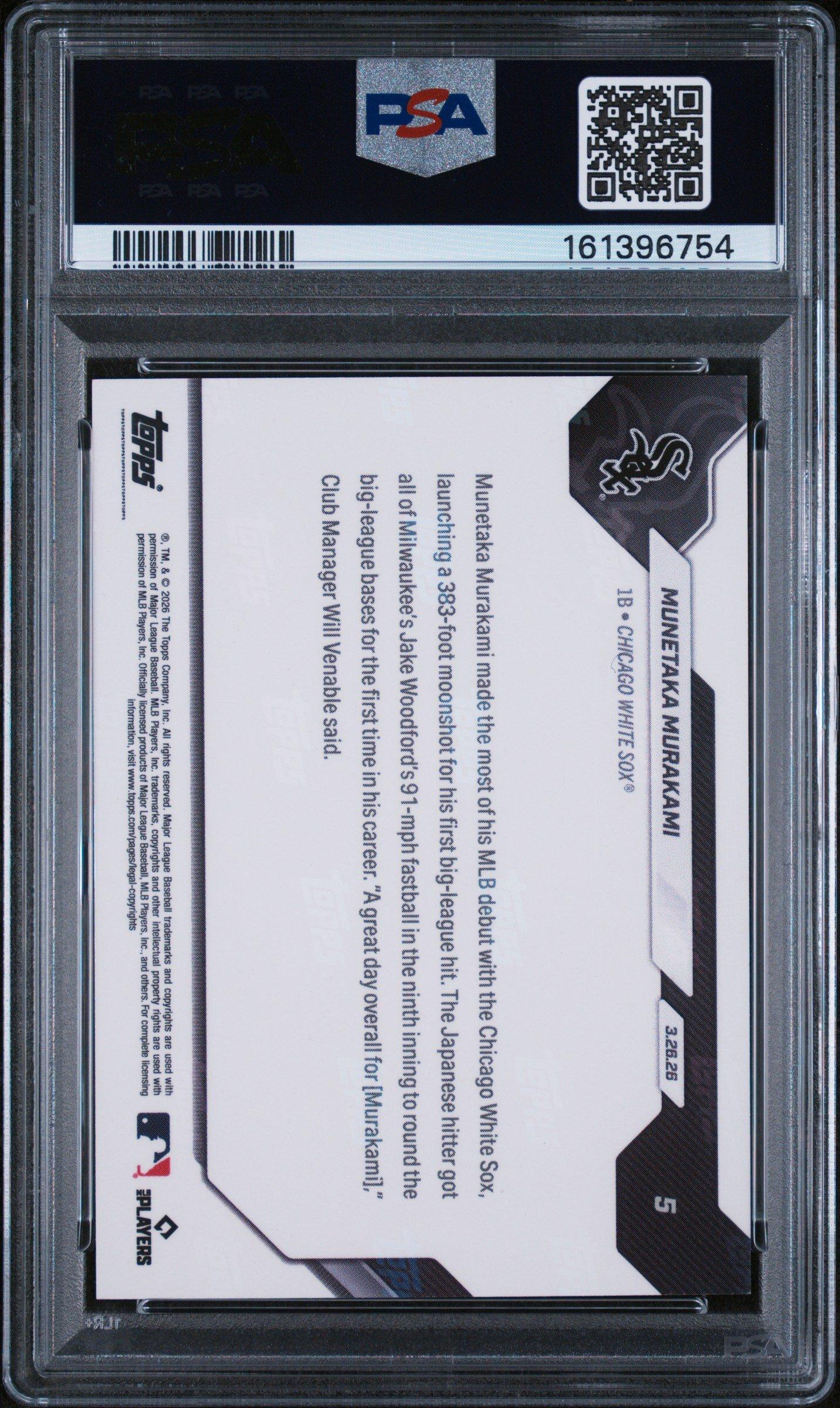 2026 Topps Now 5 Munetaka Murakami PSA 10 Graded Card | GameStop