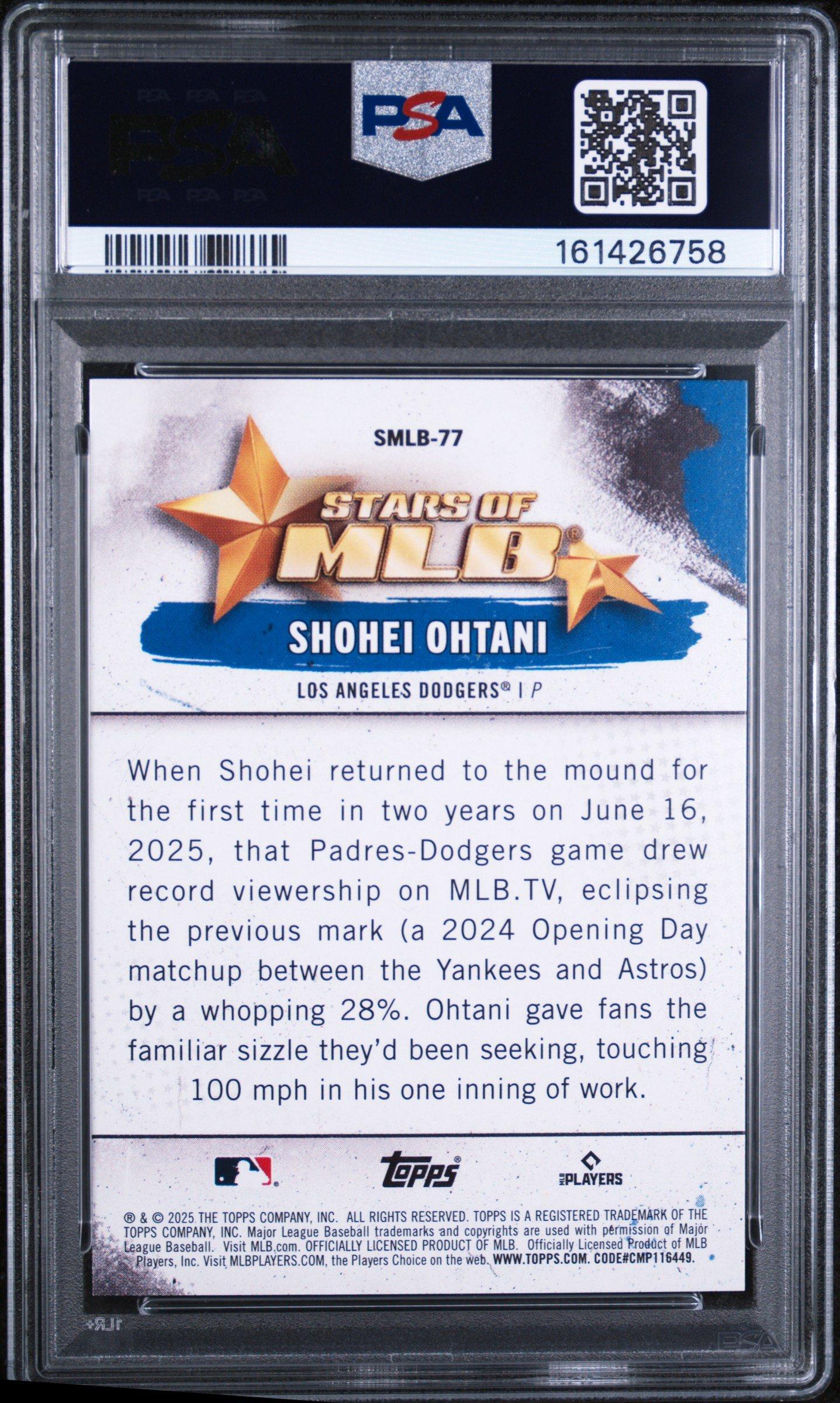 2025 Topps Stars Of Mlb Smlb77 Shohei Ohtani Update PSA 10 Graded