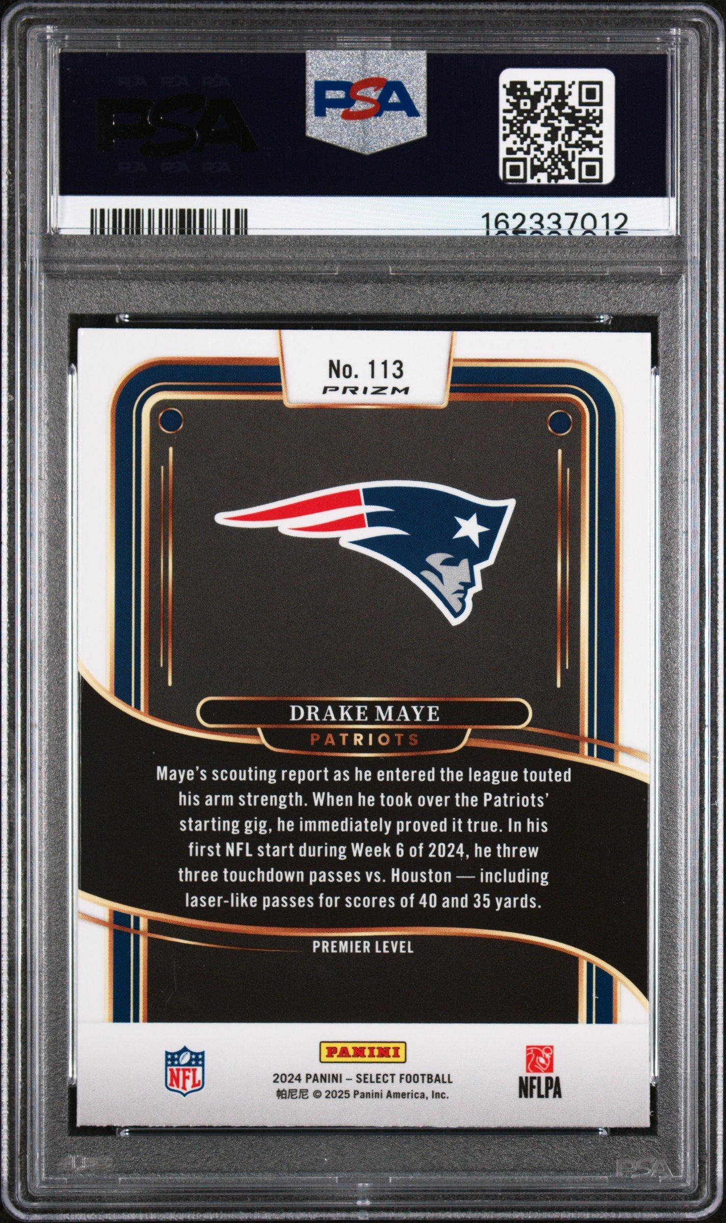 2024 Panini Select 113 Drake Maye Black & Red Shock PSA 10 Graded