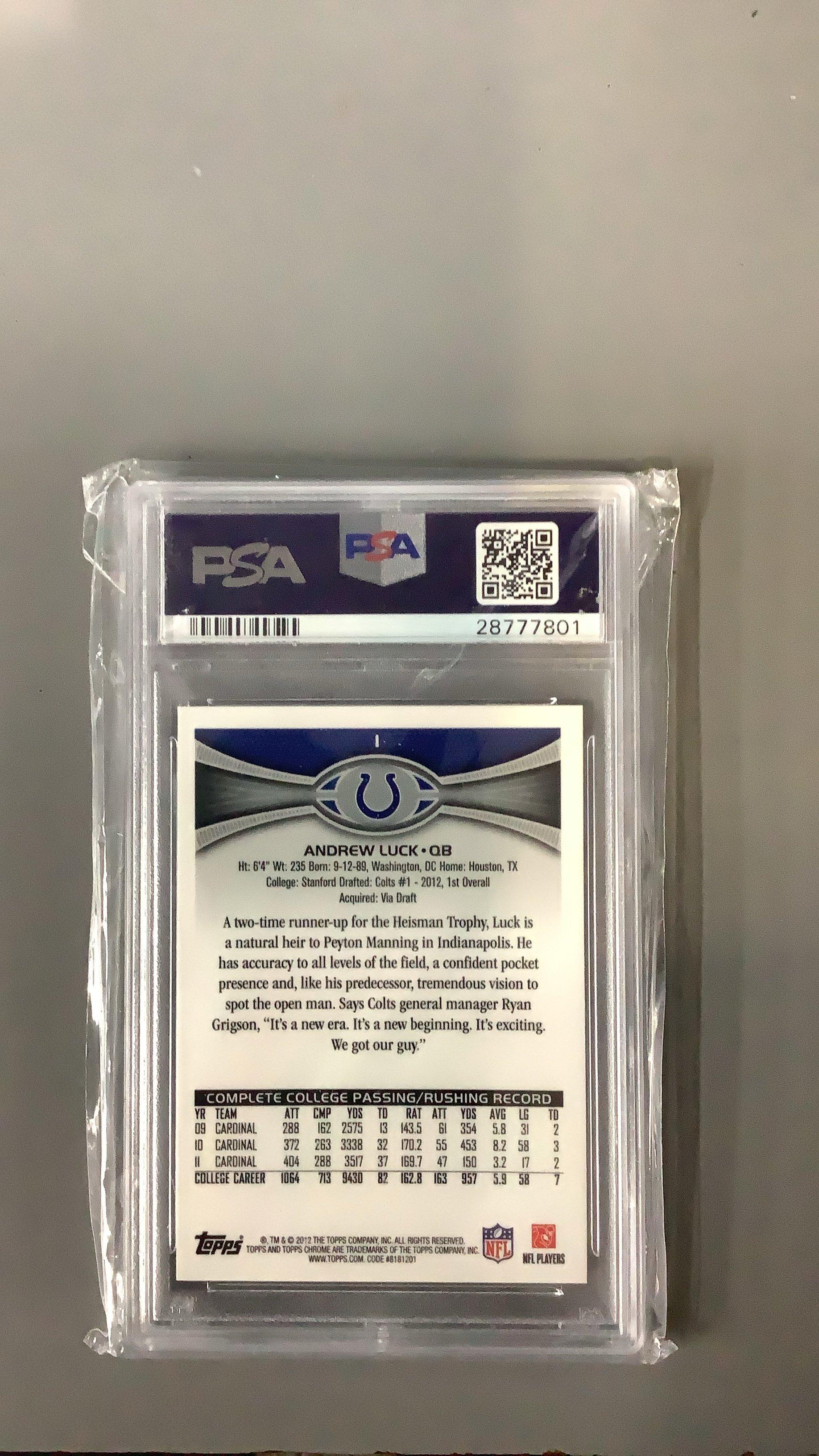 2012 Topps Chrome 1 Andrew Luck Passing PSA 10