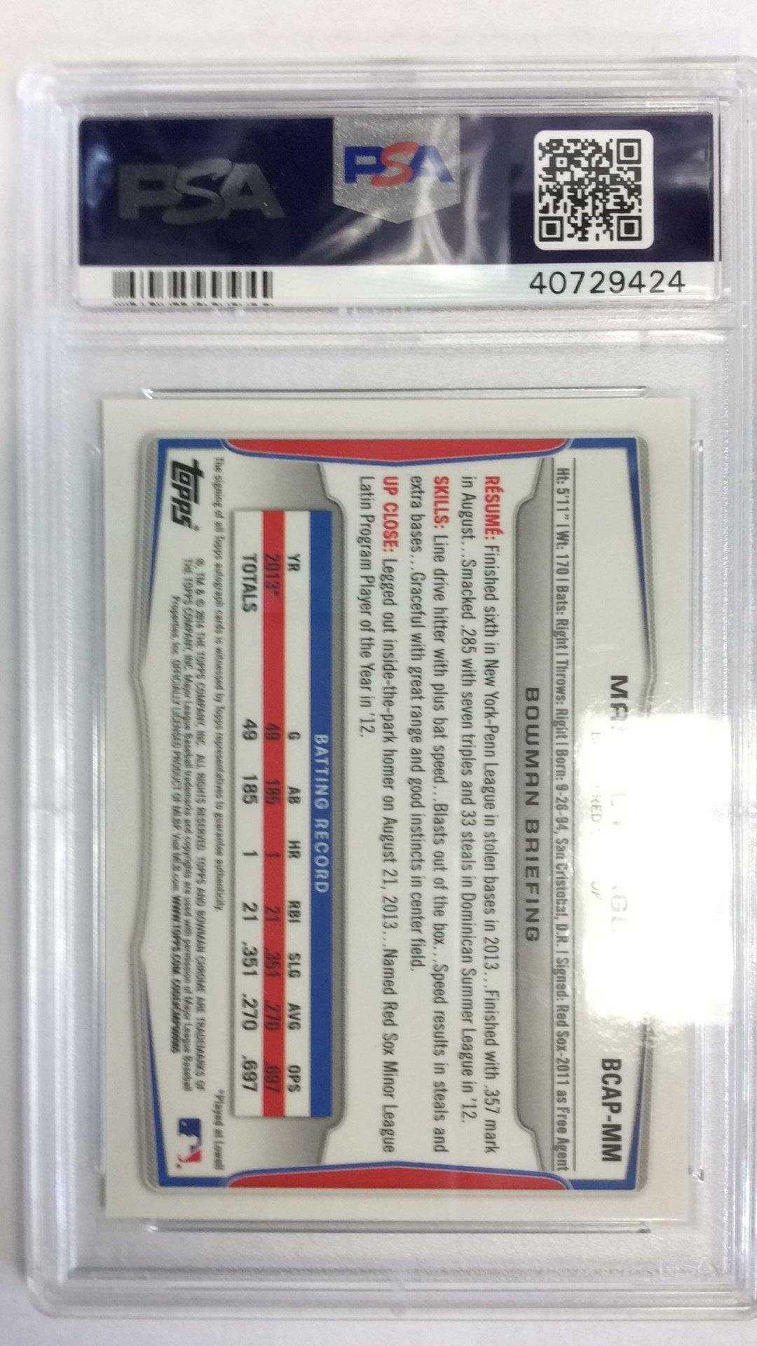 2014 Bowman Chrome Autograph Prospects Mm Manuel Margot PSA 9