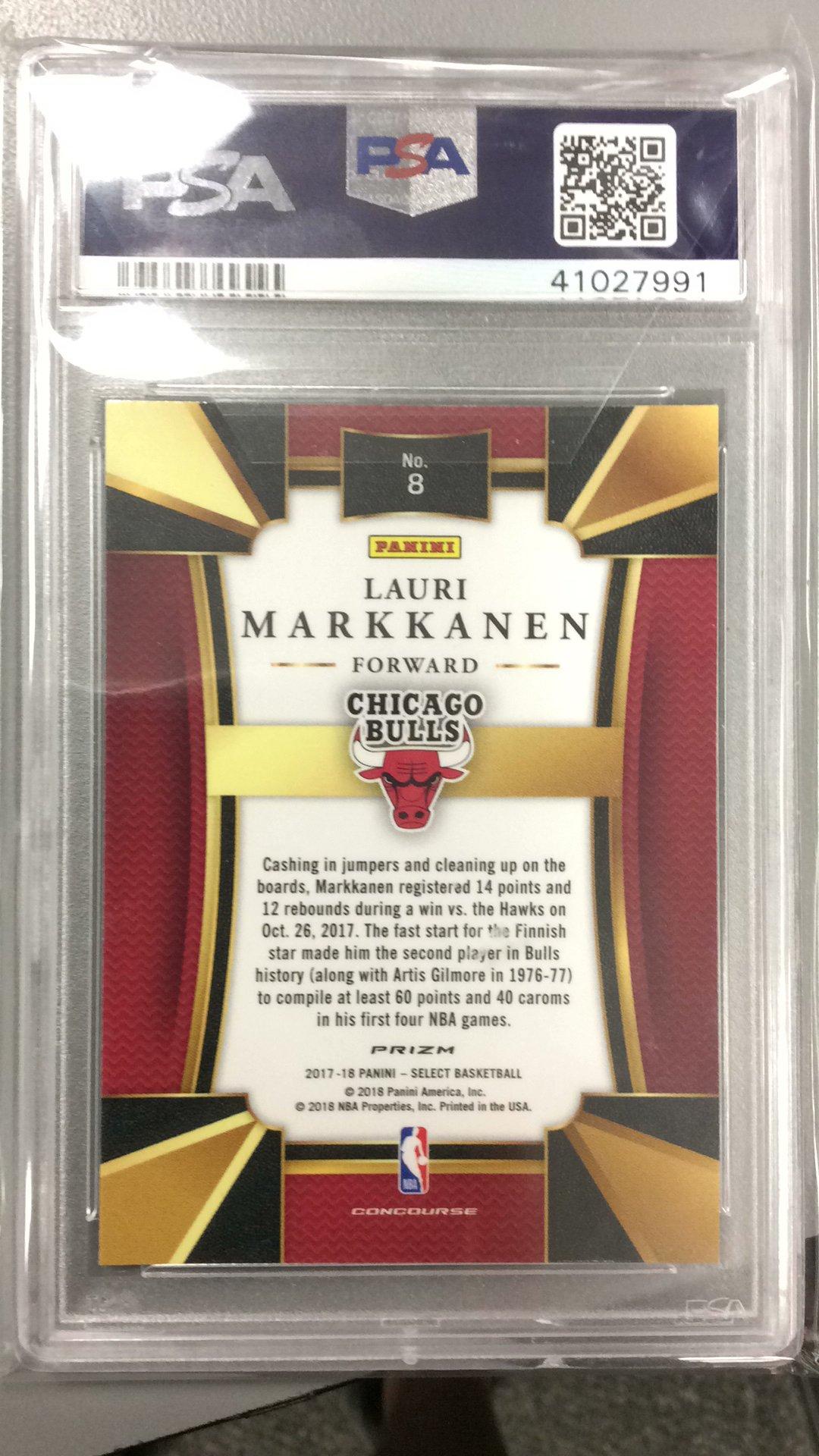 2017 Panini Select 8 Lauri Markkanen Silver Prizm PSA 10