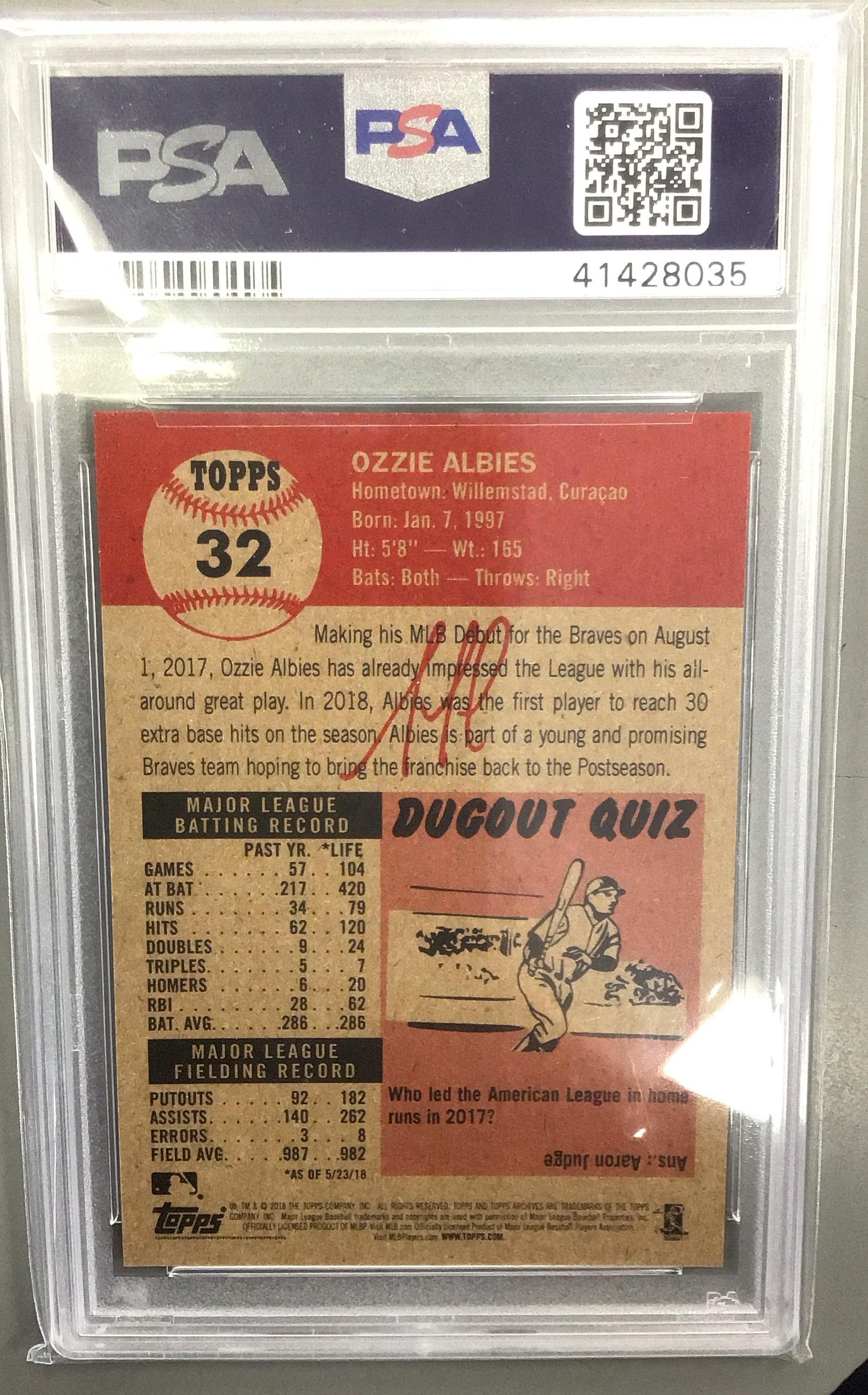 2018 Topps Living 32 Ozzie Albies PSA 10