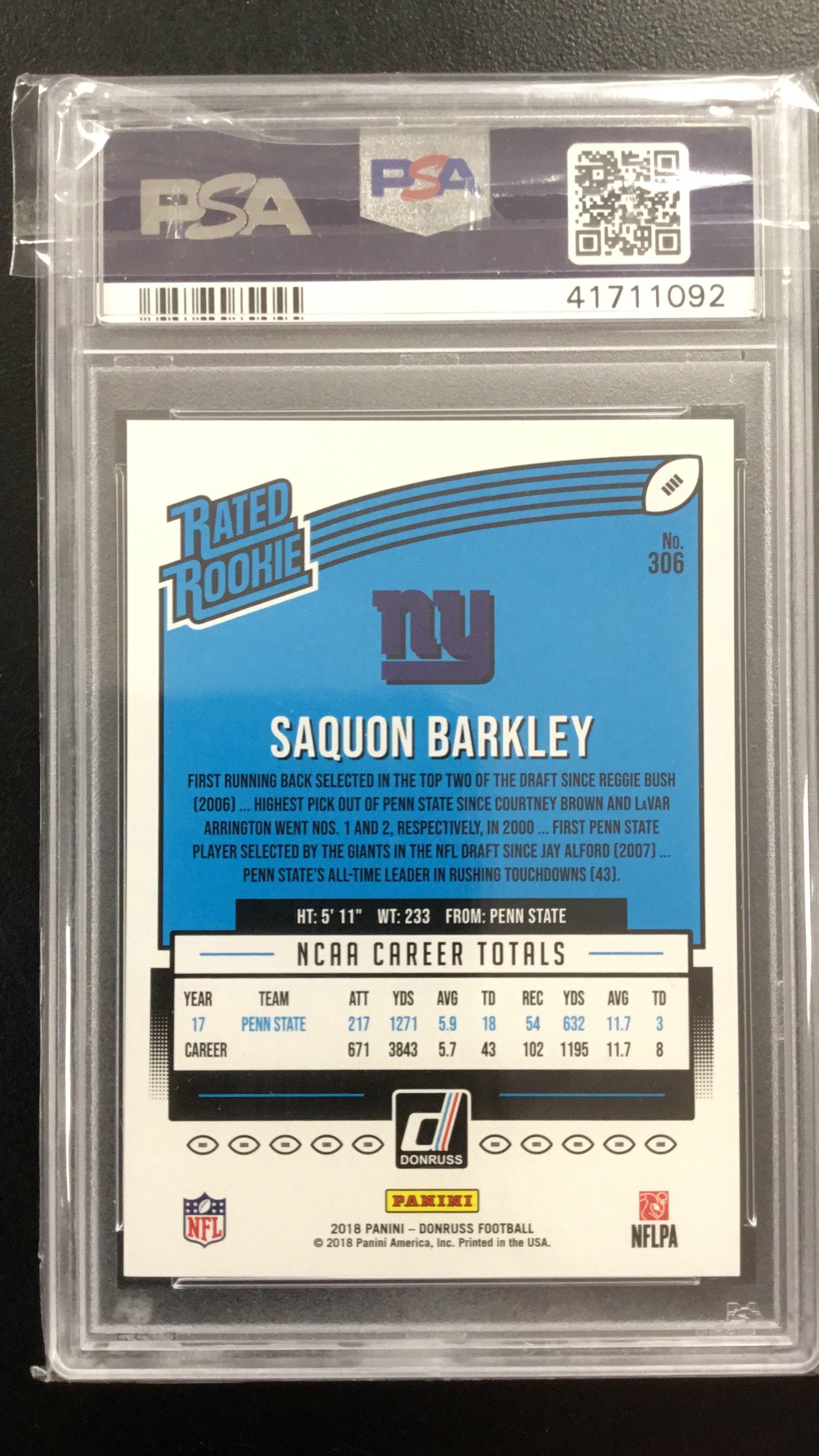 2018 Panini Donruss 306 Saquon Barkley PSA