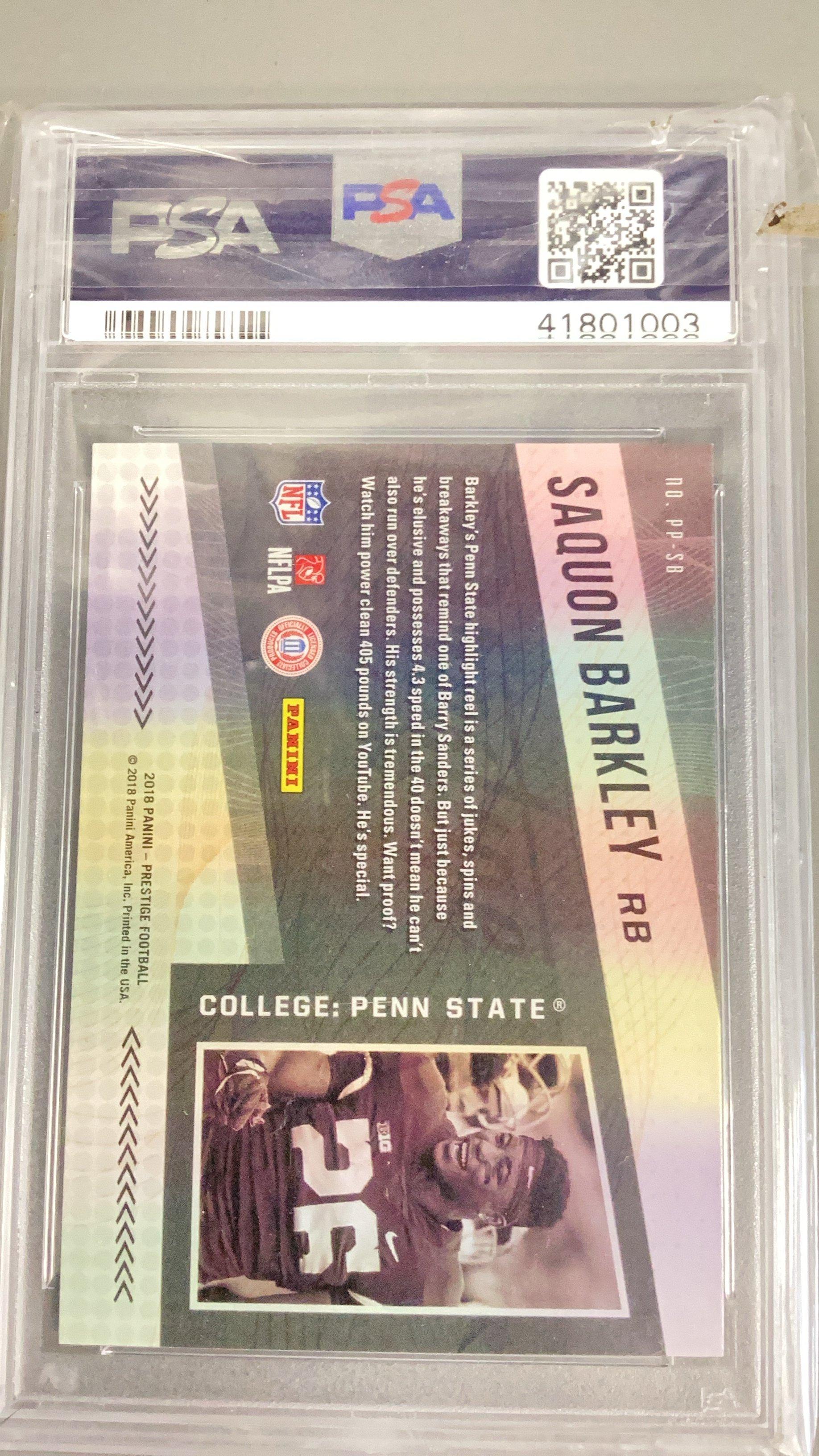 2018 Panini Prestige Nfl Passport Ppsb Saquon Barkley PSA 10