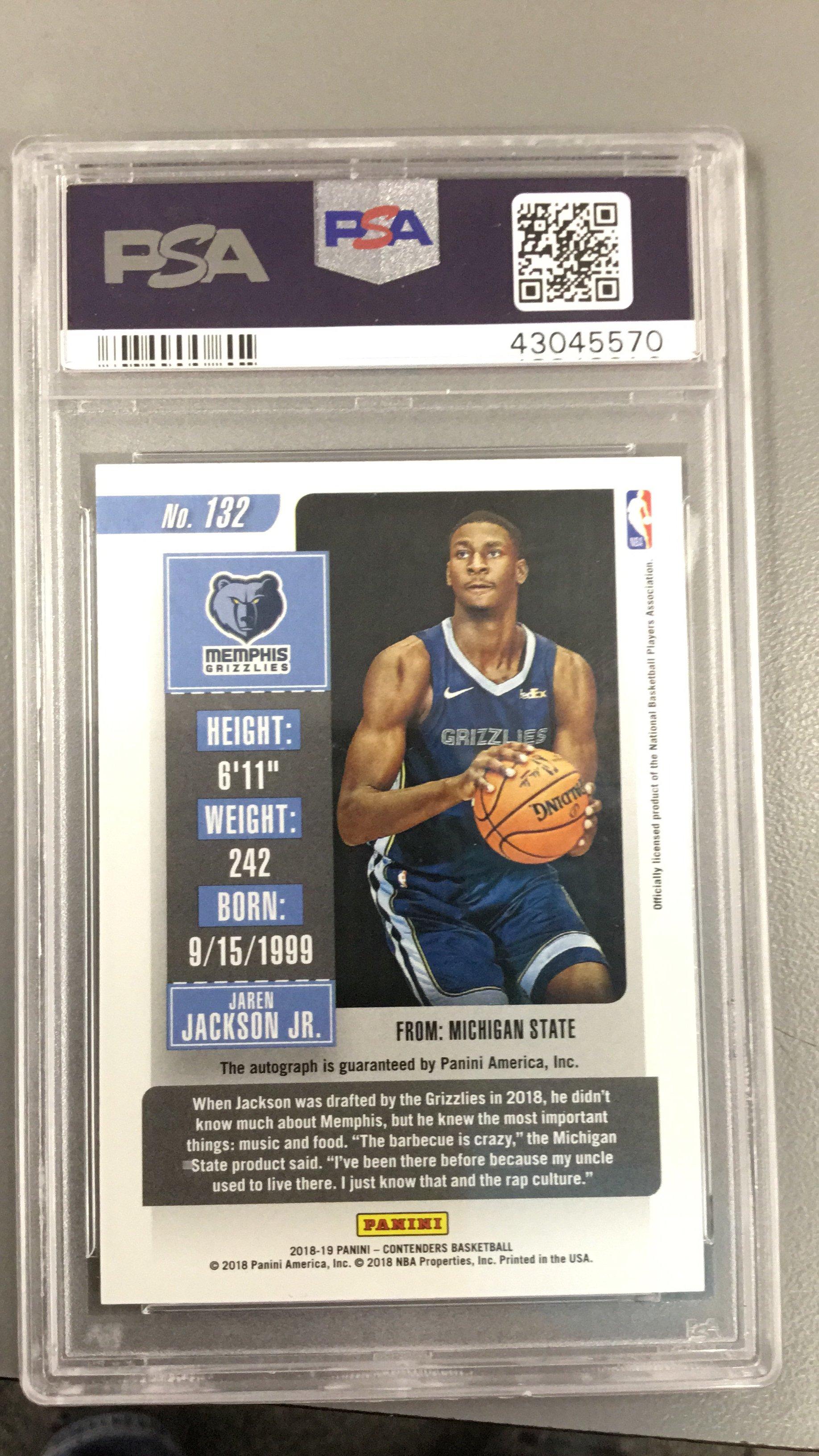 2018 Panini Contenders 132 Jaren Jackson Jr. Variation-autograph PSA 10